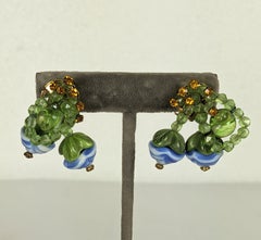 Hattie Carnegie Gripoix Art Glass Flower Head Earclips