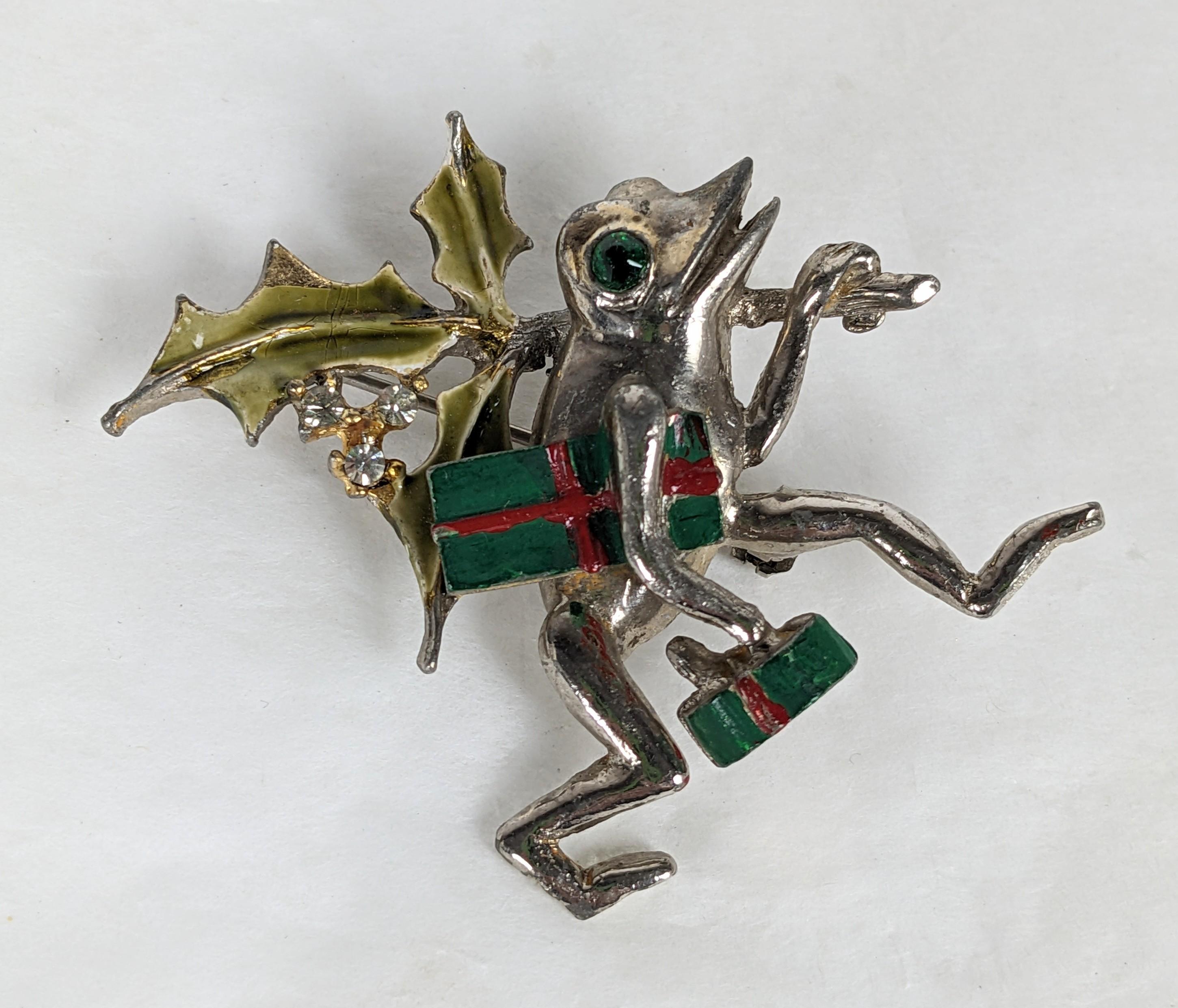 Hattie Carnegie's Holiday Festive Frog In Good Condition For Sale In New York, NY