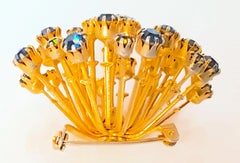 HattieCarnegie 1950er Jahre Blumenstrauß Pfau Kristall GoldGiltRods Brosche