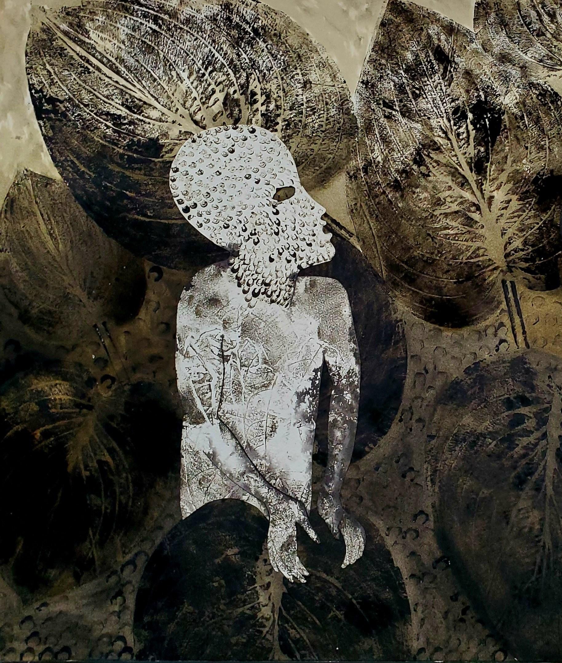 Paradis perdus #5 Haude Bernabe Art contemporain Afrique homme dans la nature paysage - Painting de Haude Bernabé