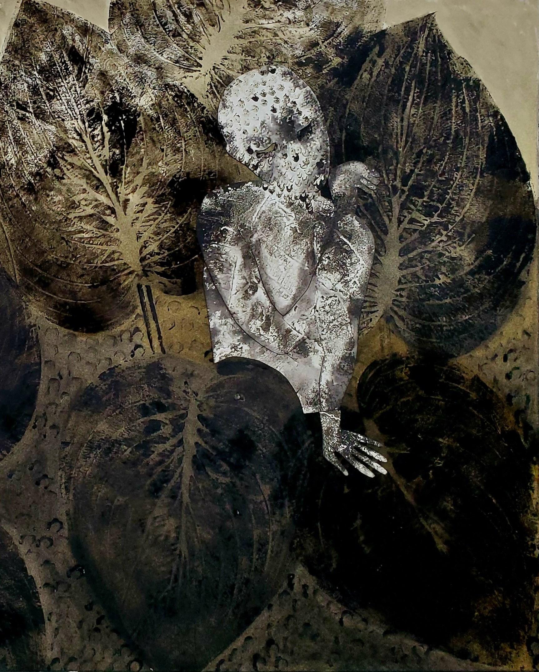 Paradis perdus #5 Haude Bernabe Art contemporain Afrique homme dans la nature paysage - Contemporain Painting par Haude Bernabé