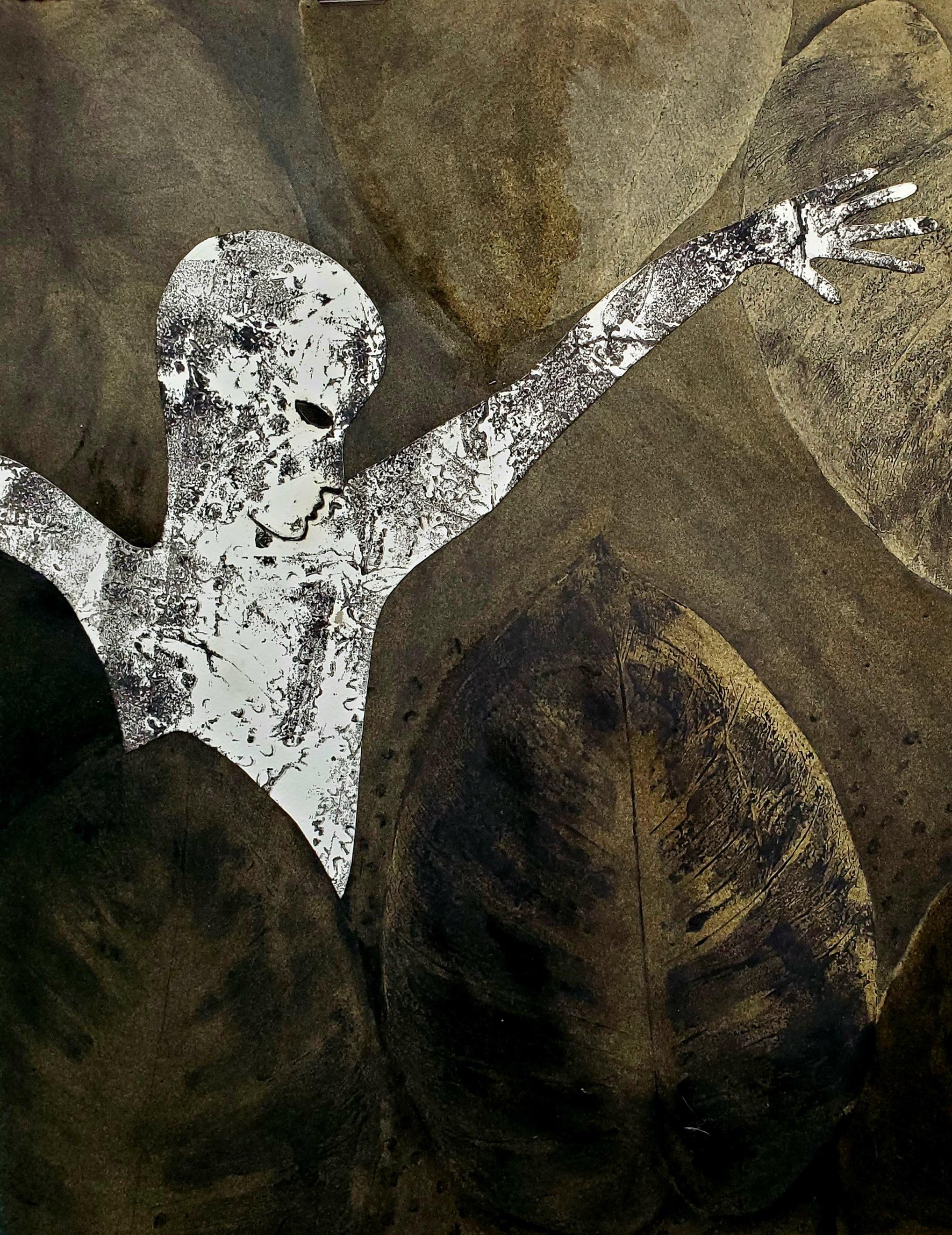 Paradis perdus #9 Haude Bernabe Art contemporain Afrique homme dans la nature paysage - Noir Figurative Painting par Haude Bernabé