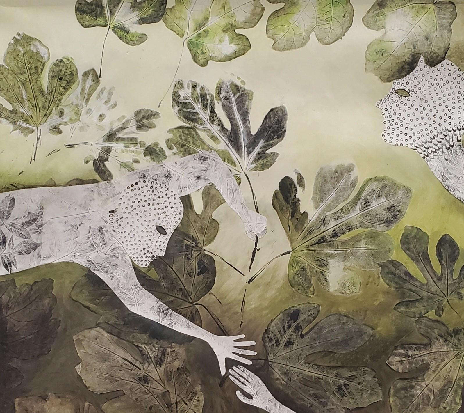 The fig tree Haude Bernabé Contemporary art ink nature forest color characters For Sale 1