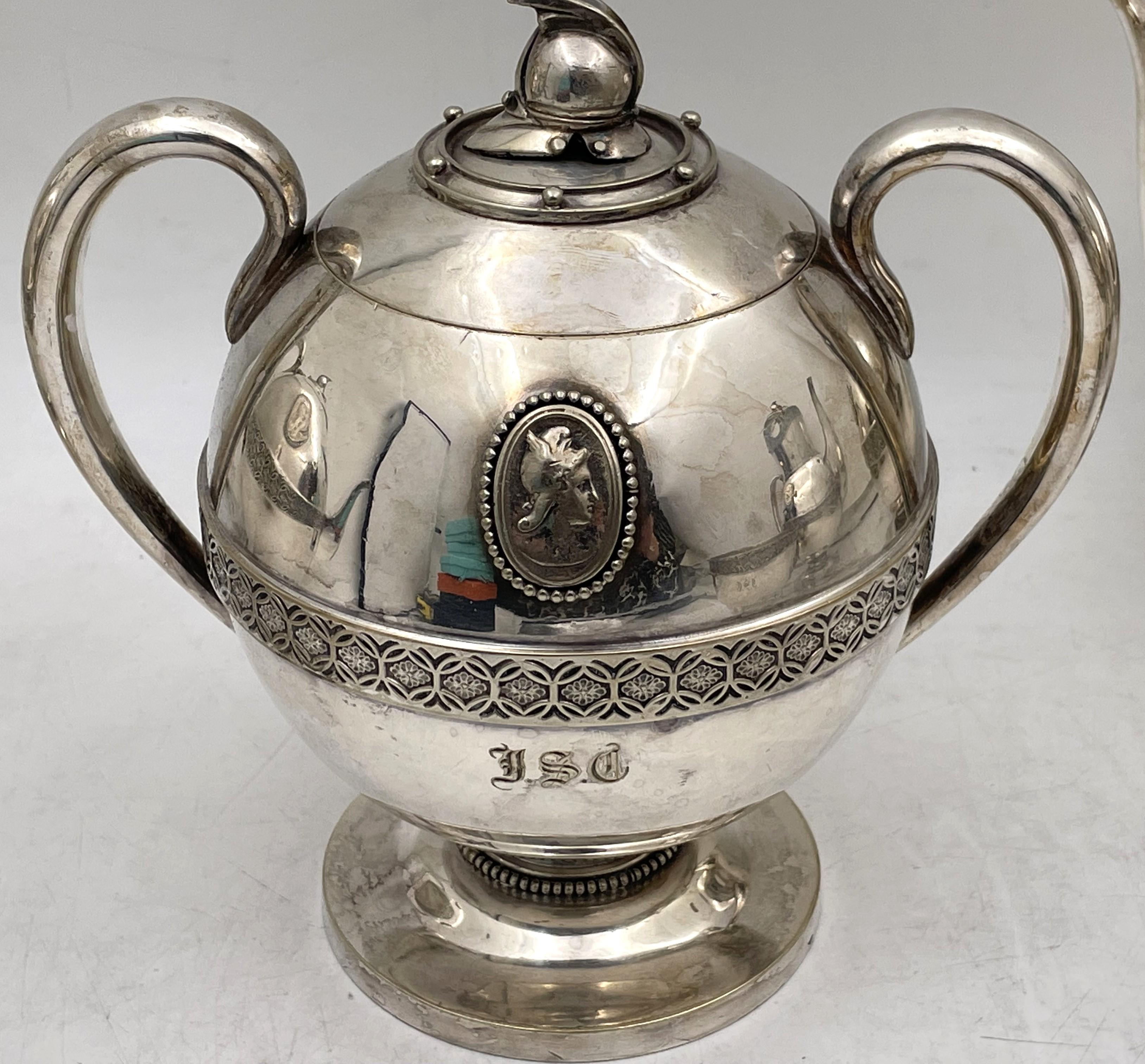 Haughwout & Co. Silver Helmet Medallion 5-Piece 19th Century Tea Coffee Set For Sale 4