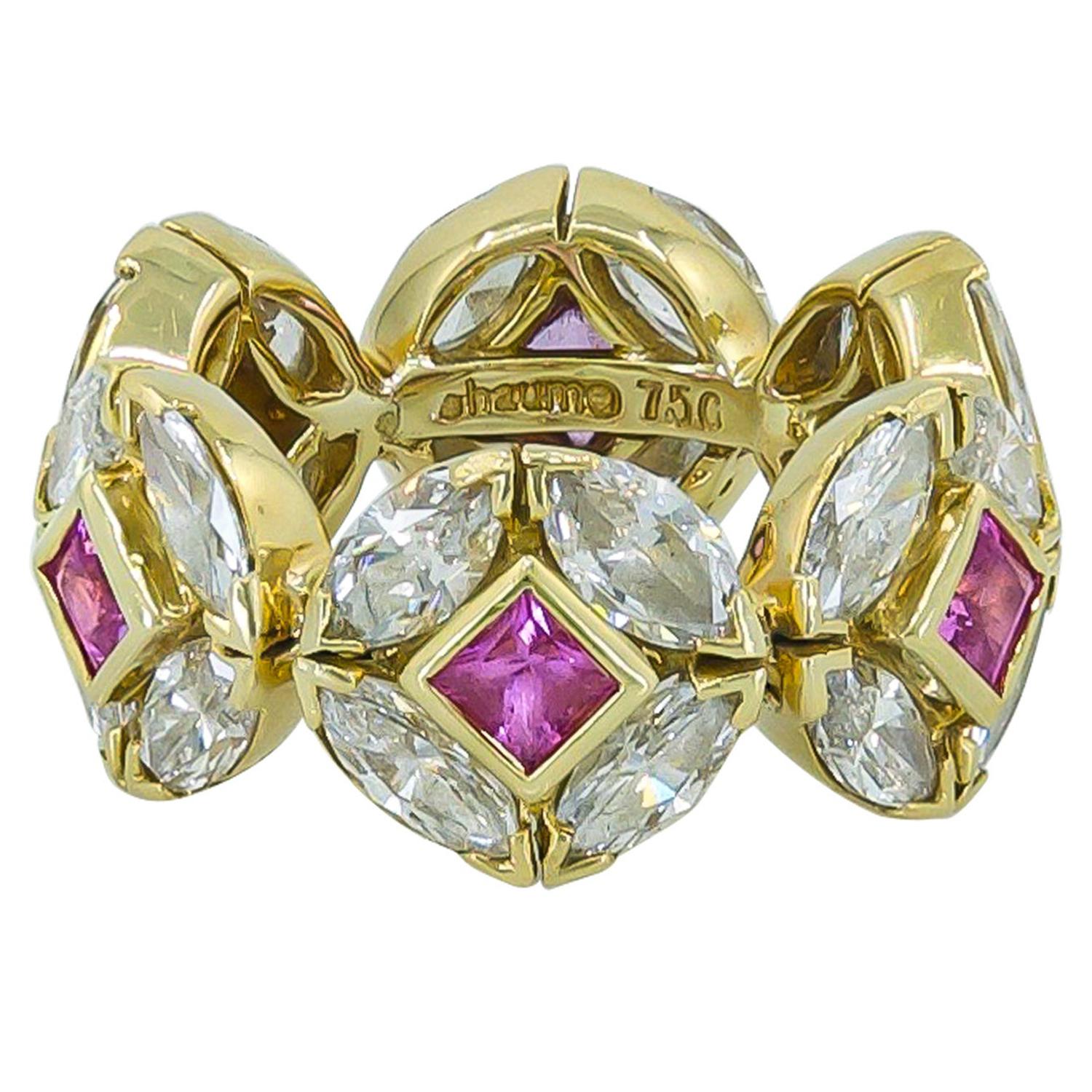 Haume Diamond Pink Sapphire Eternity Band Ring