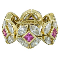 Vintage Haume Diamond Pink Sapphire Eternity Band Ring