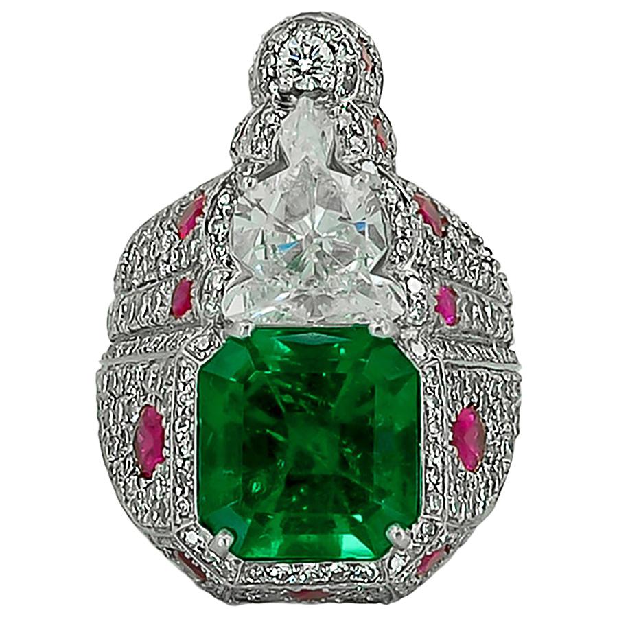 Haume Diamond, Ruby and Emerald Ring For Sale