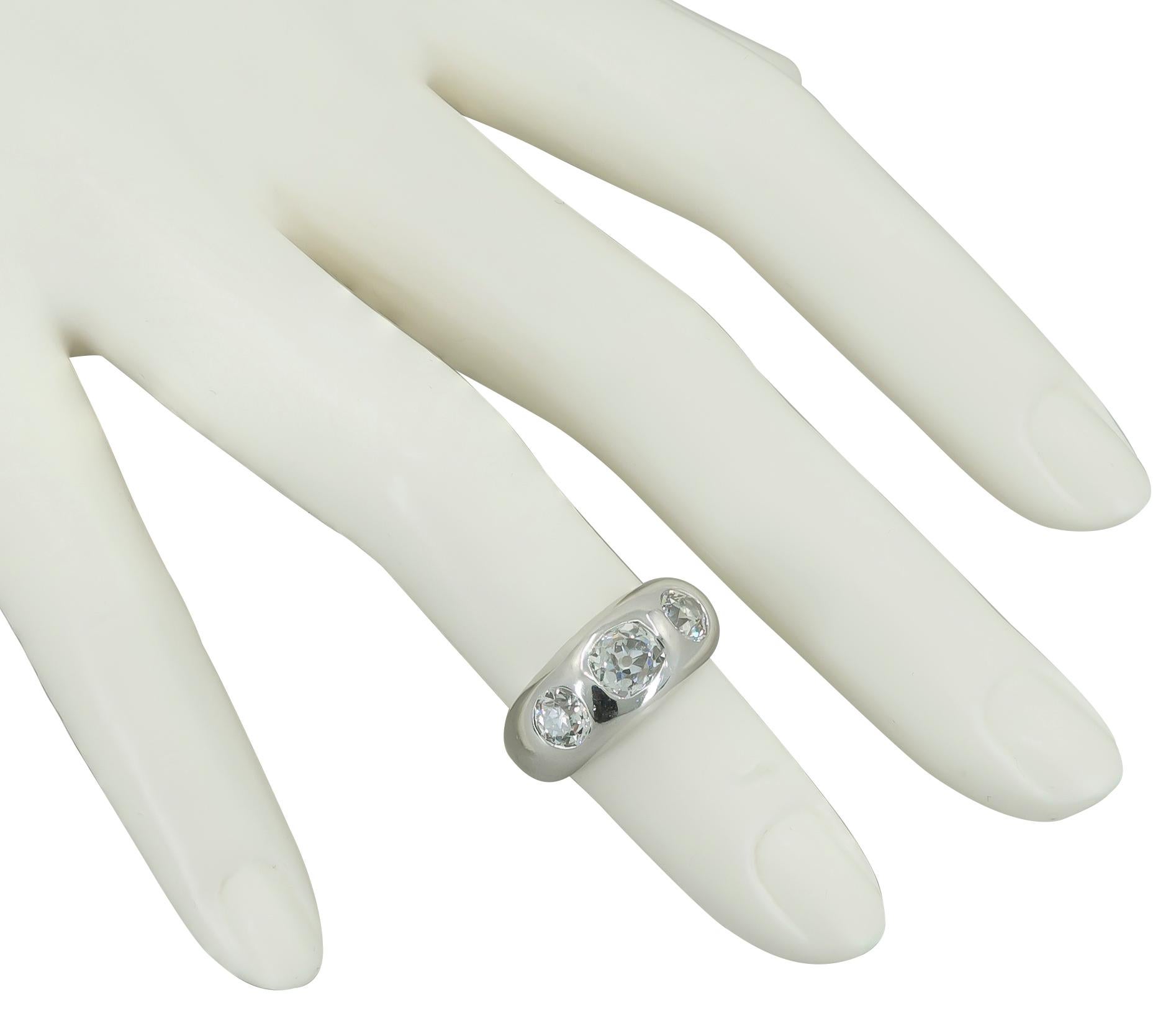 Women's or Men's Haume Three-Stone Diamond Platinum Ring