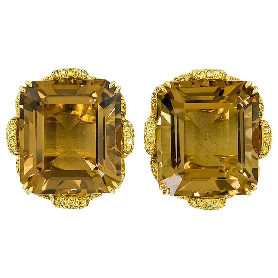 Haume Diamond Topaz Yellow Gold Celtic Knot Earrings