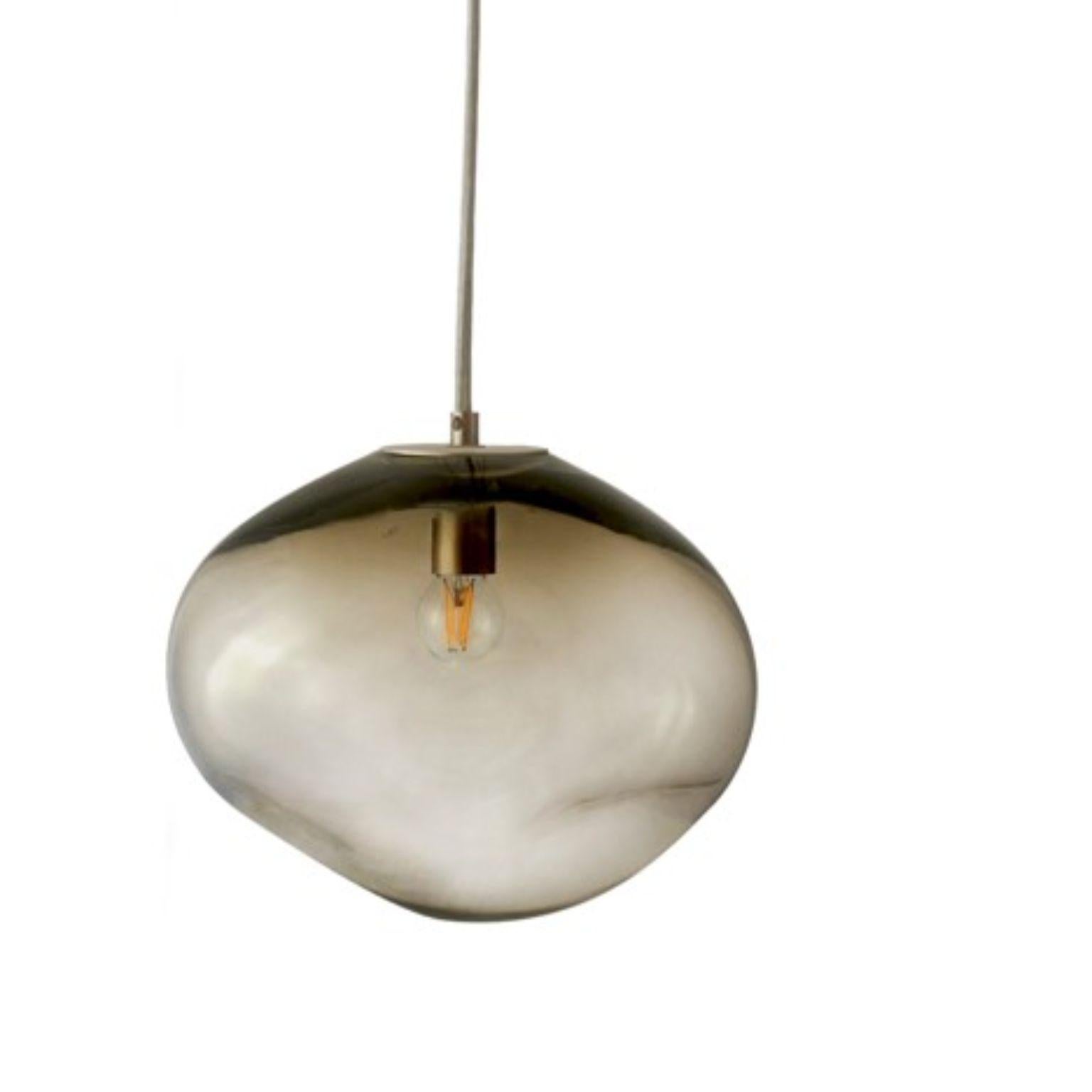 Haumea amorph silver smoke M pendant by Eloa.
No UL listed 
Material: glass, steel, silver, LED bulb.
Dimensions: D30 x W32 x H27 cm.
Also available in different colours and dimensions.

All our lamps can be wired according to each country. If sold