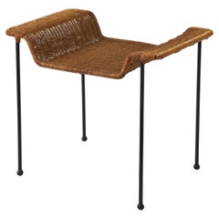 Hauner & Eisler attributing. Wicker, Cane Stool, Metal Base, France, 1960