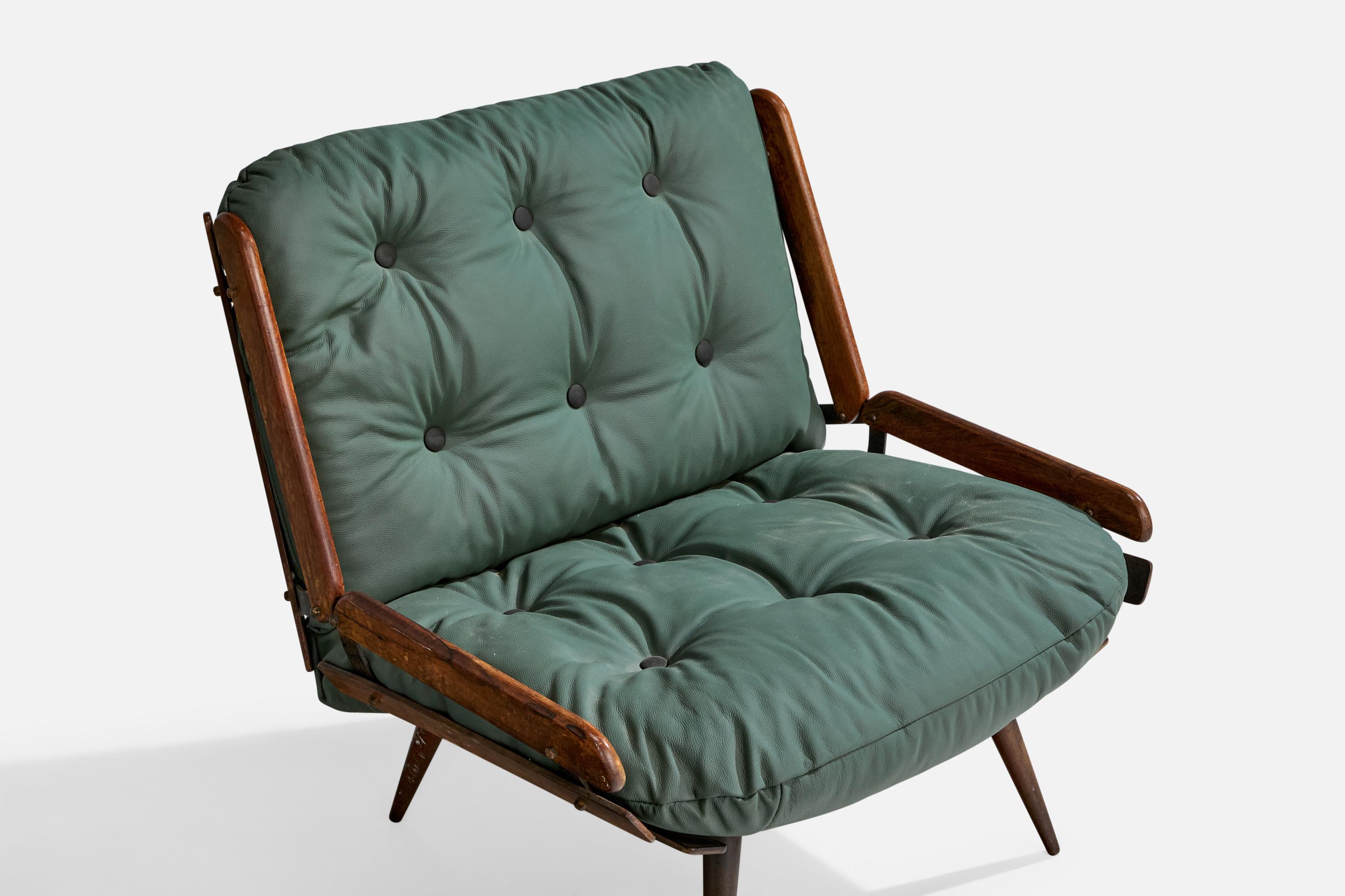 Hauner & Eisler Attribution, Lounge Chair, Holz, Leder, Brasilien, 1960er Jahre im Angebot 5