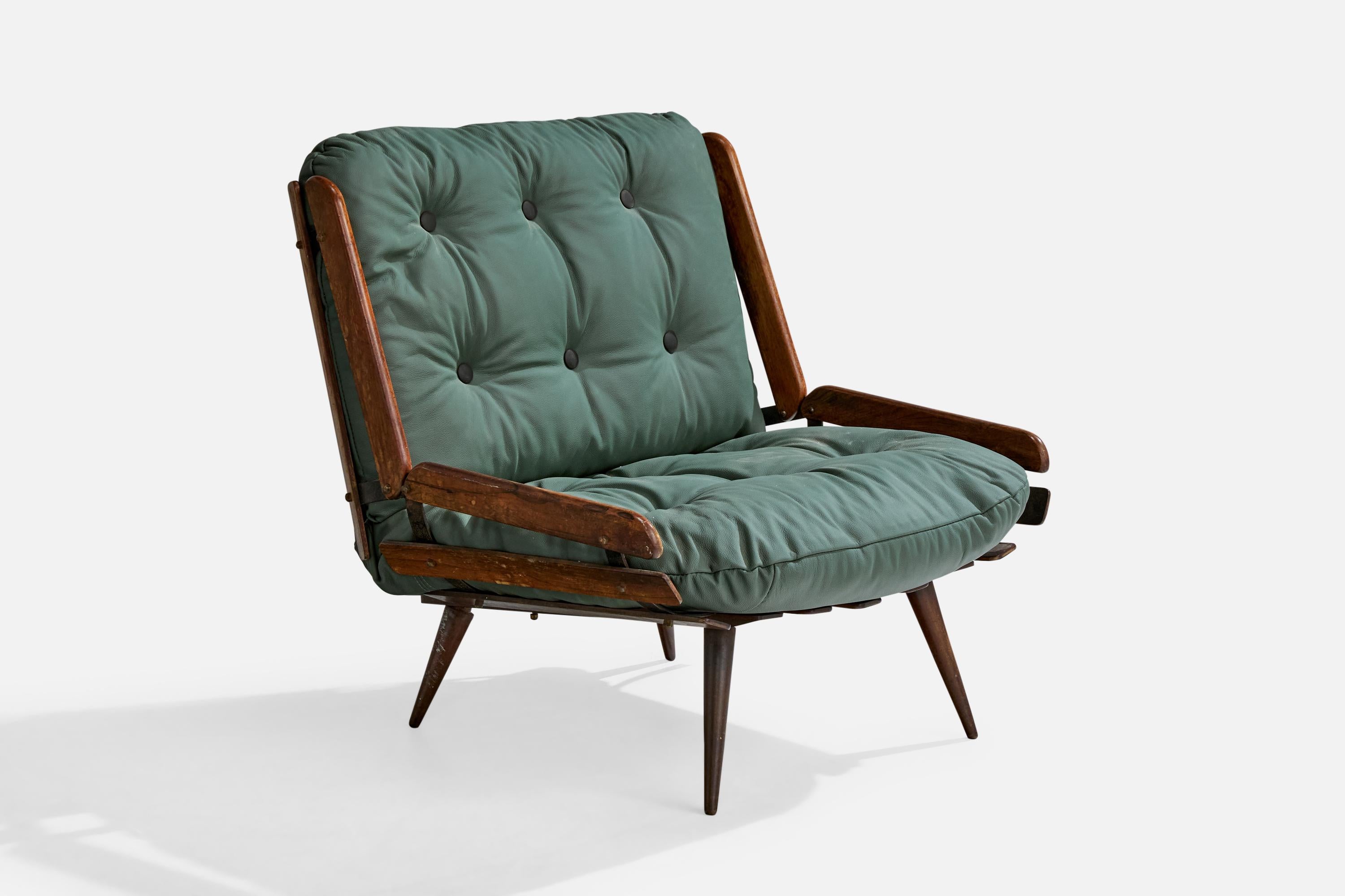 Hauner & Eisler Attribution, Lounge Chair, Holz, Leder, Brasilien, 1960er Jahre (Moderne der Mitte des Jahrhunderts) im Angebot
