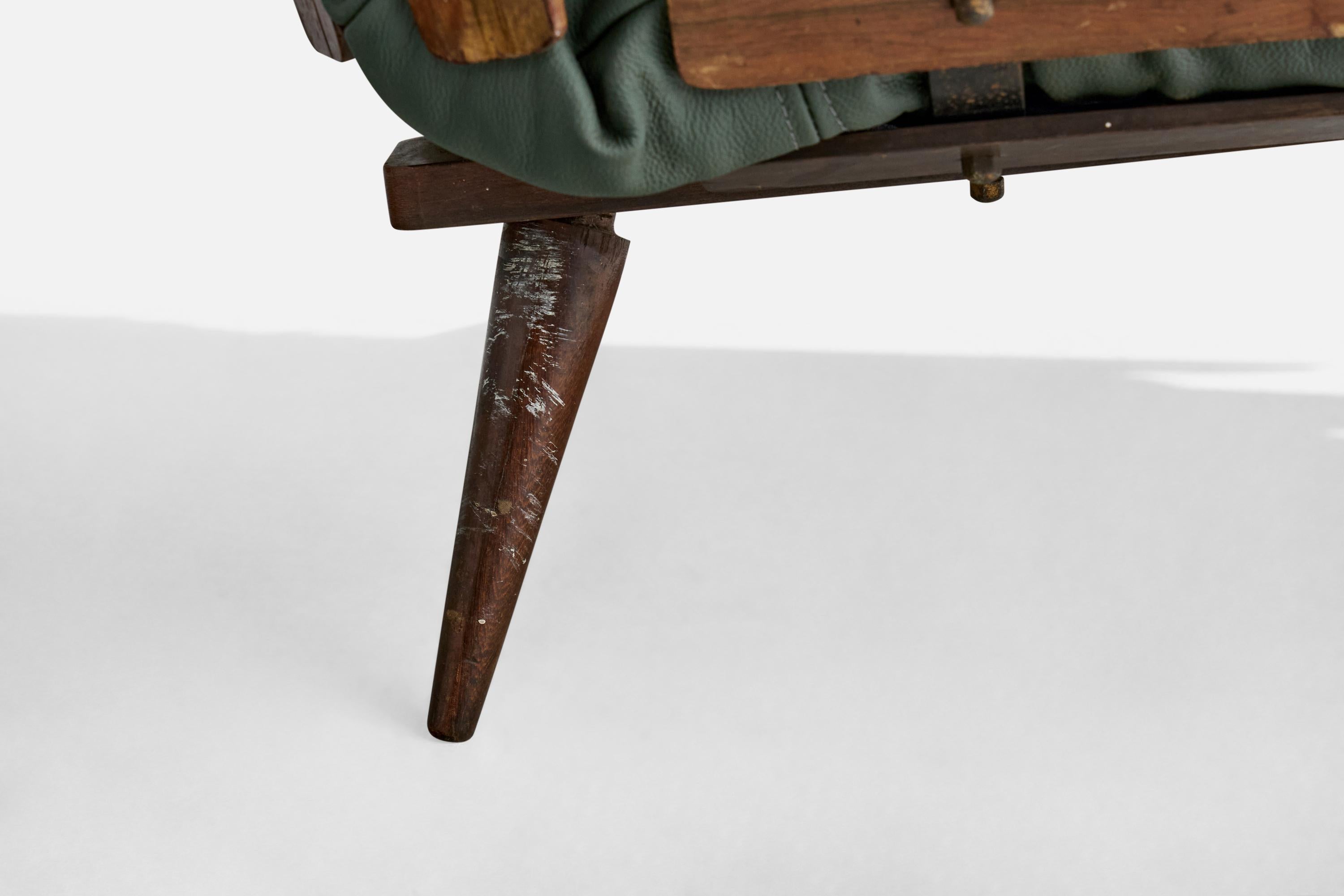 Hauner & Eisler Attribution, Lounge Chair, Holz, Leder, Brasilien, 1960er Jahre im Zustand „Gut“ im Angebot in High Point, NC