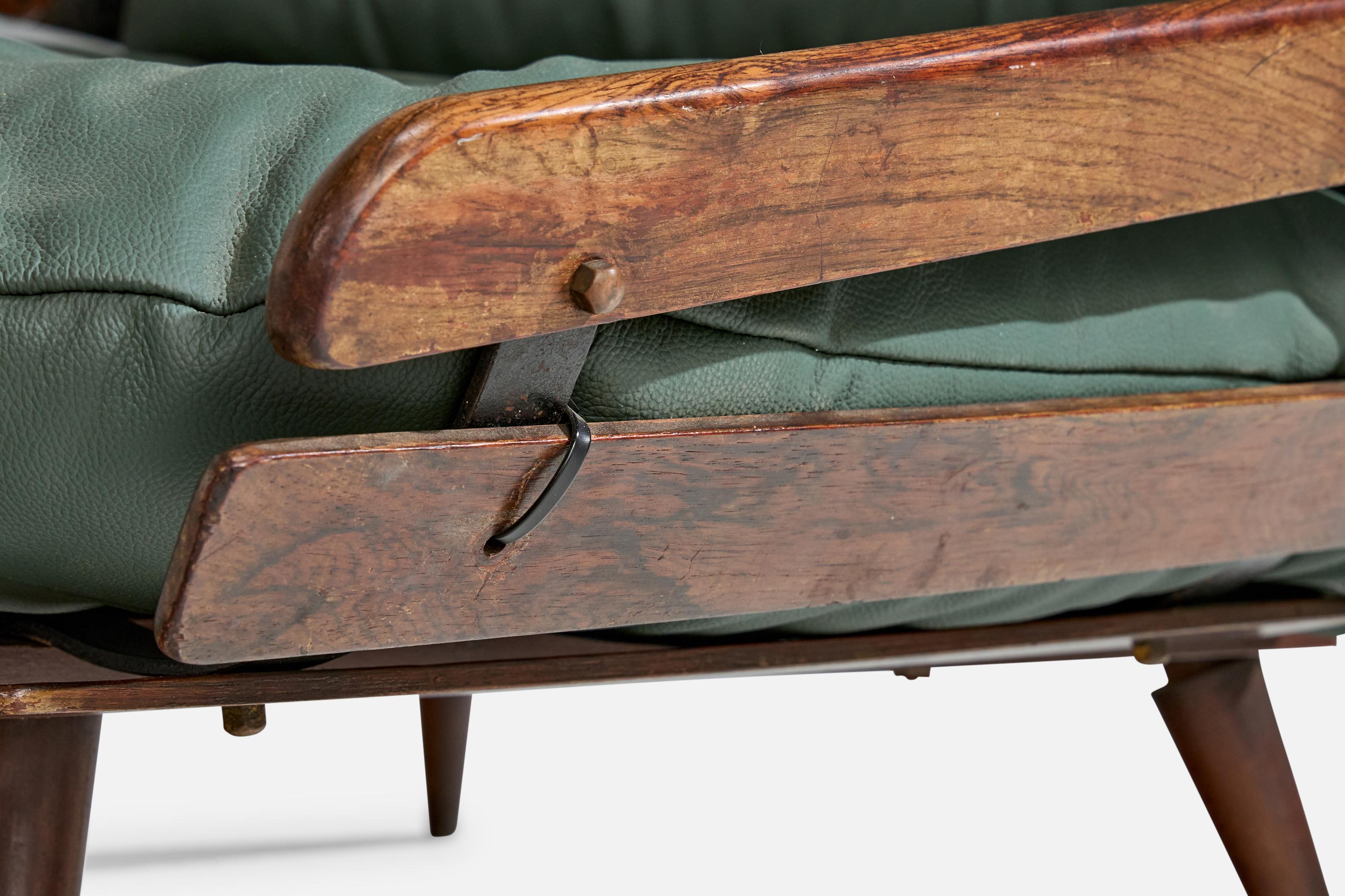 Hauner & Eisler Attribution, Lounge Chair, Holz, Leder, Brasilien, 1960er Jahre (Mitte des 20. Jahrhunderts) im Angebot