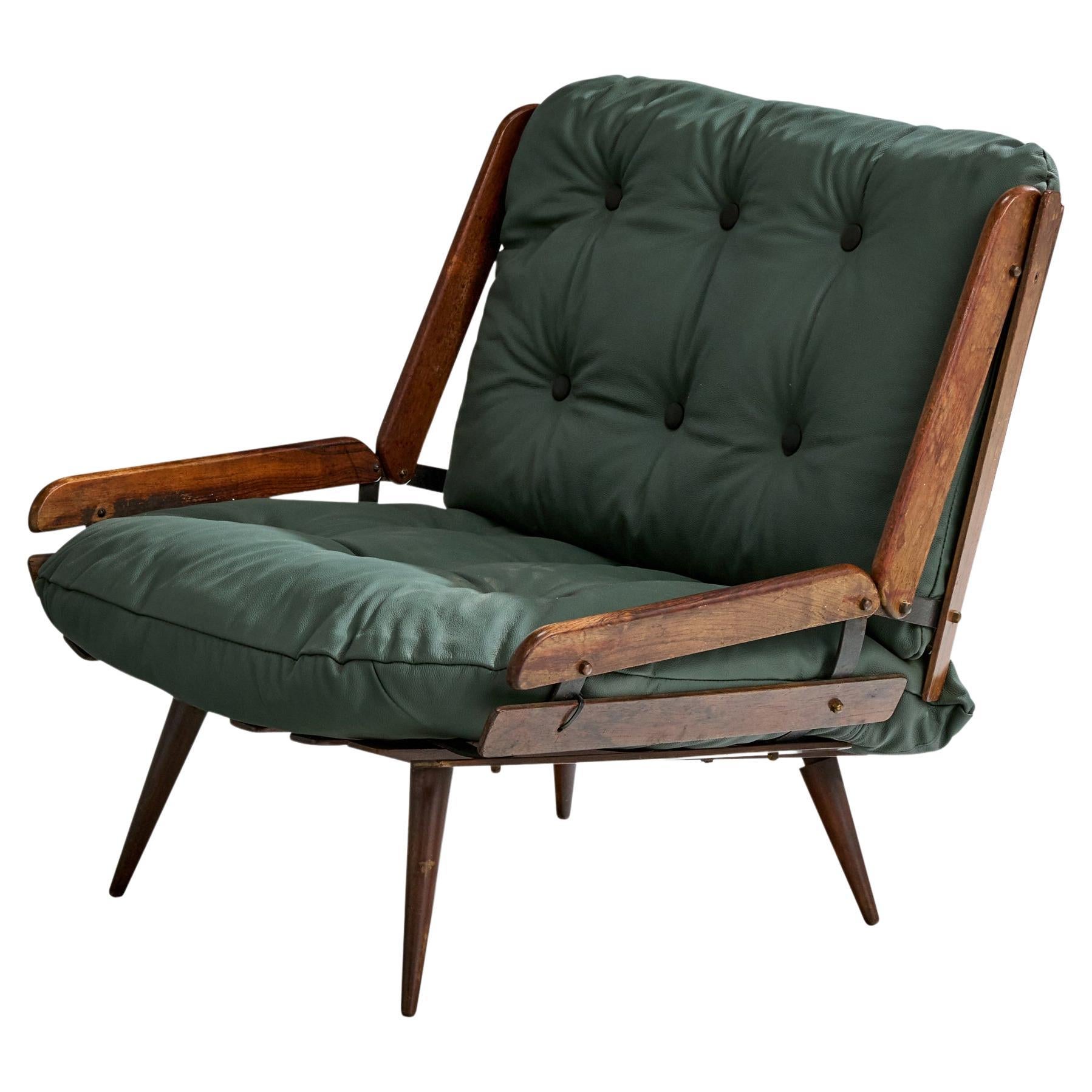 Hauner & Eisler Attribution, Lounge Chair, Holz, Leder, Brasilien, 1960er Jahre im Angebot