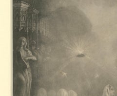 Haunting Elegance – 19th-Century Gothic Lithograph of Ghostly Apparitions