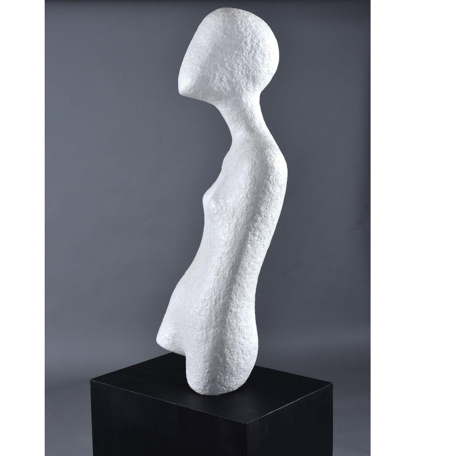 unting - Sculpture en plâtre moderniste abstraite d'un nu abstrait et d'un piédestal en vente 7