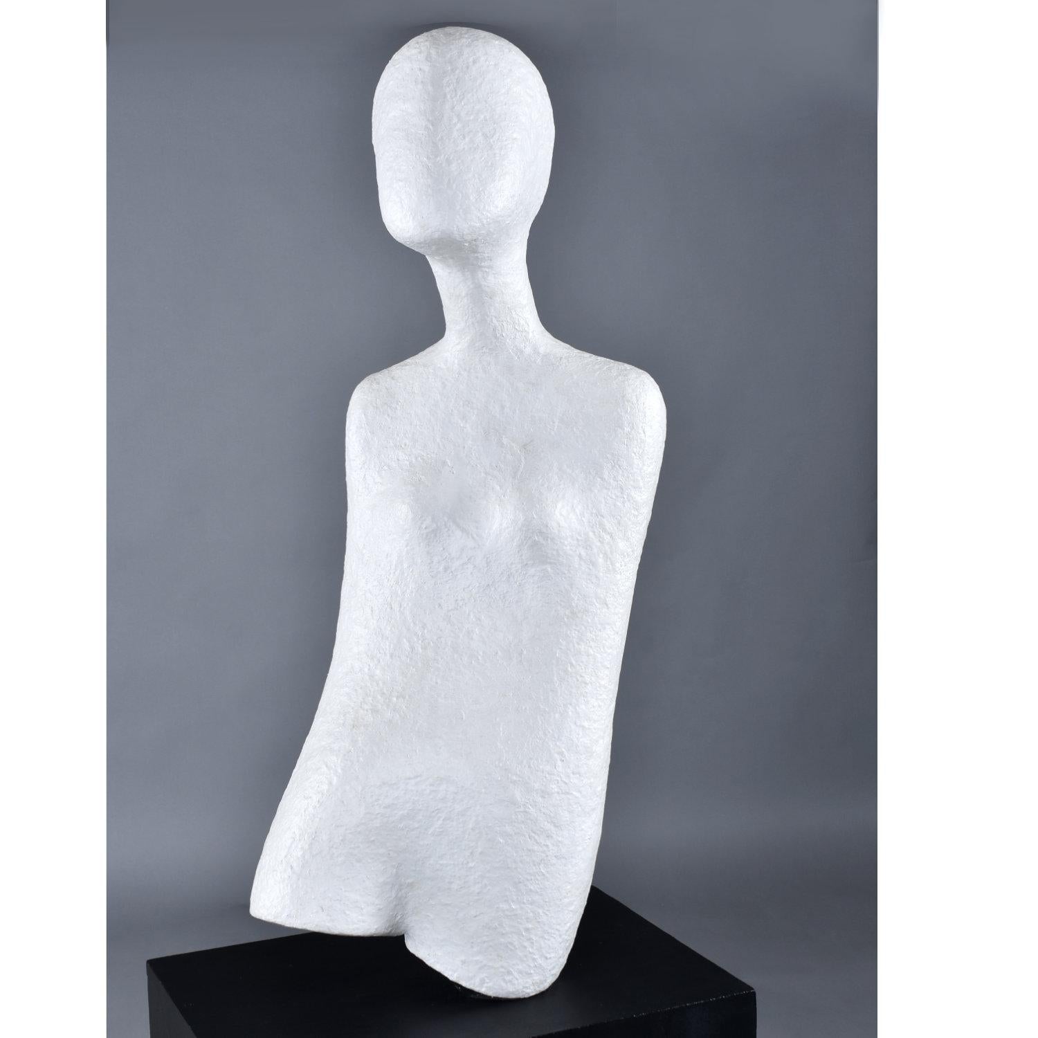 unting - Sculpture en plâtre moderniste abstraite d'un nu abstrait et d'un piédestal en vente 9
