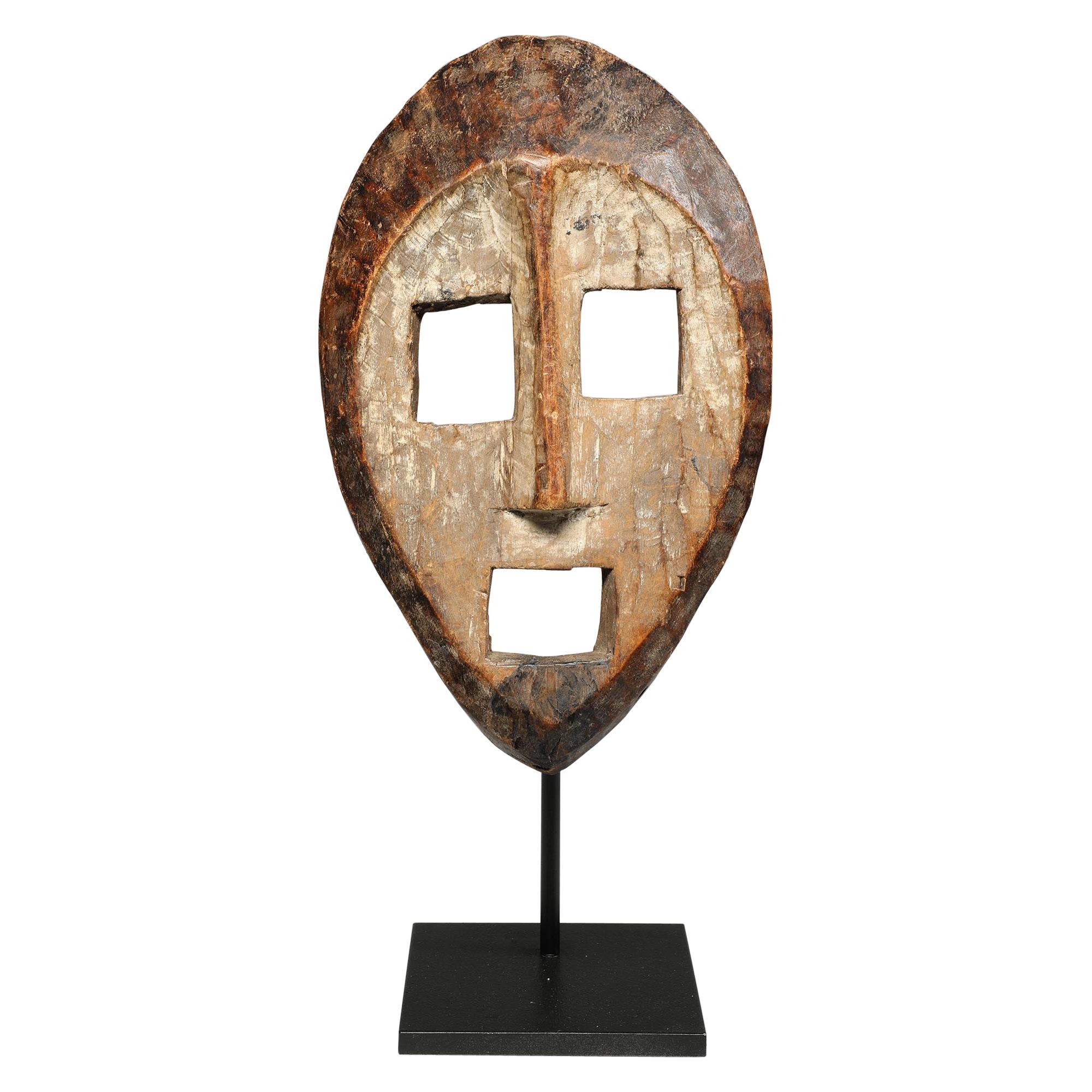 Haunting Open Square Eyed Kumu Wood Mask, Congo, Early 20th Century, Africa