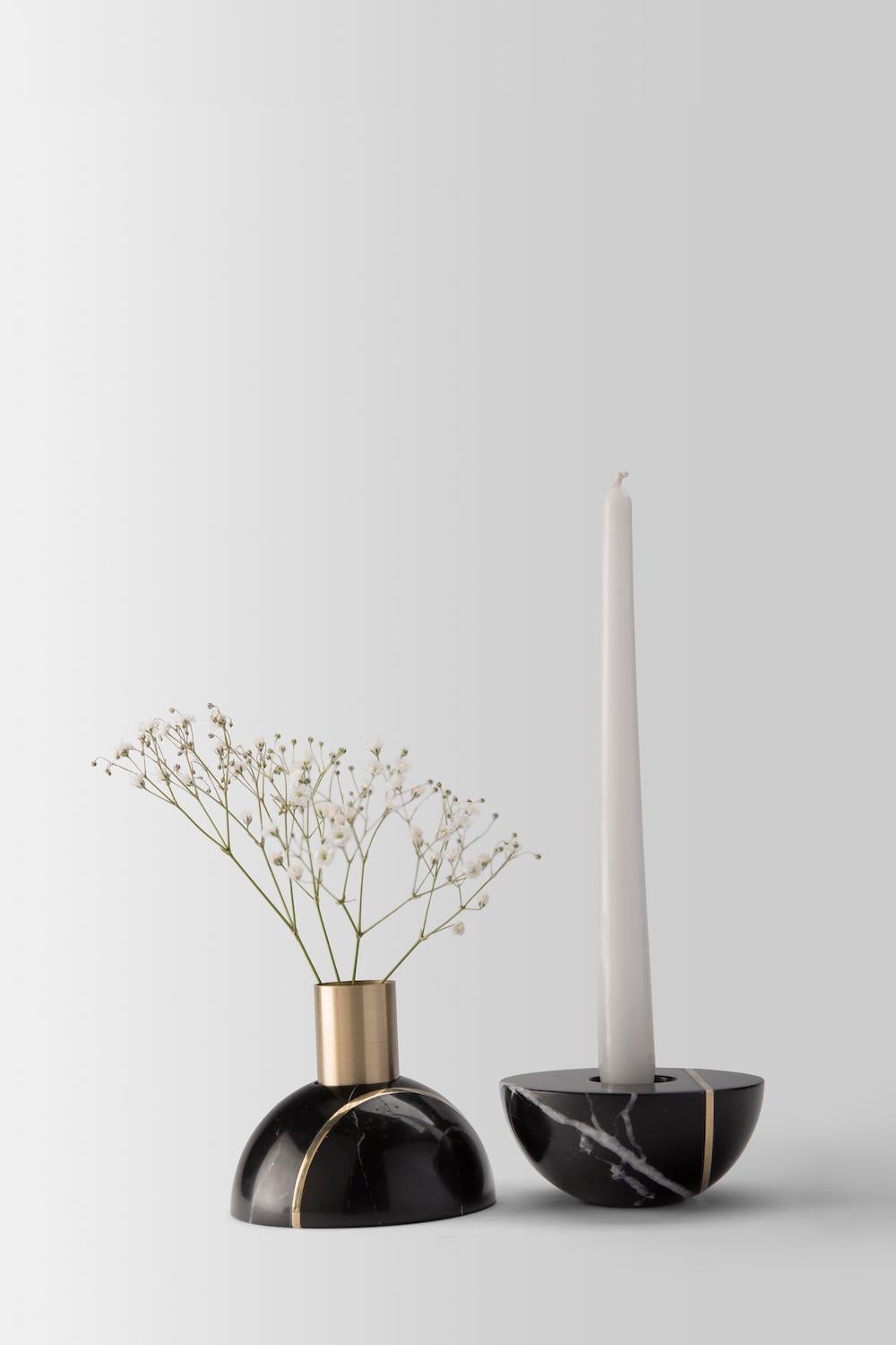Hauri-Kerzenhalter, schwarzer Marmor (Minimalistisch) im Angebot