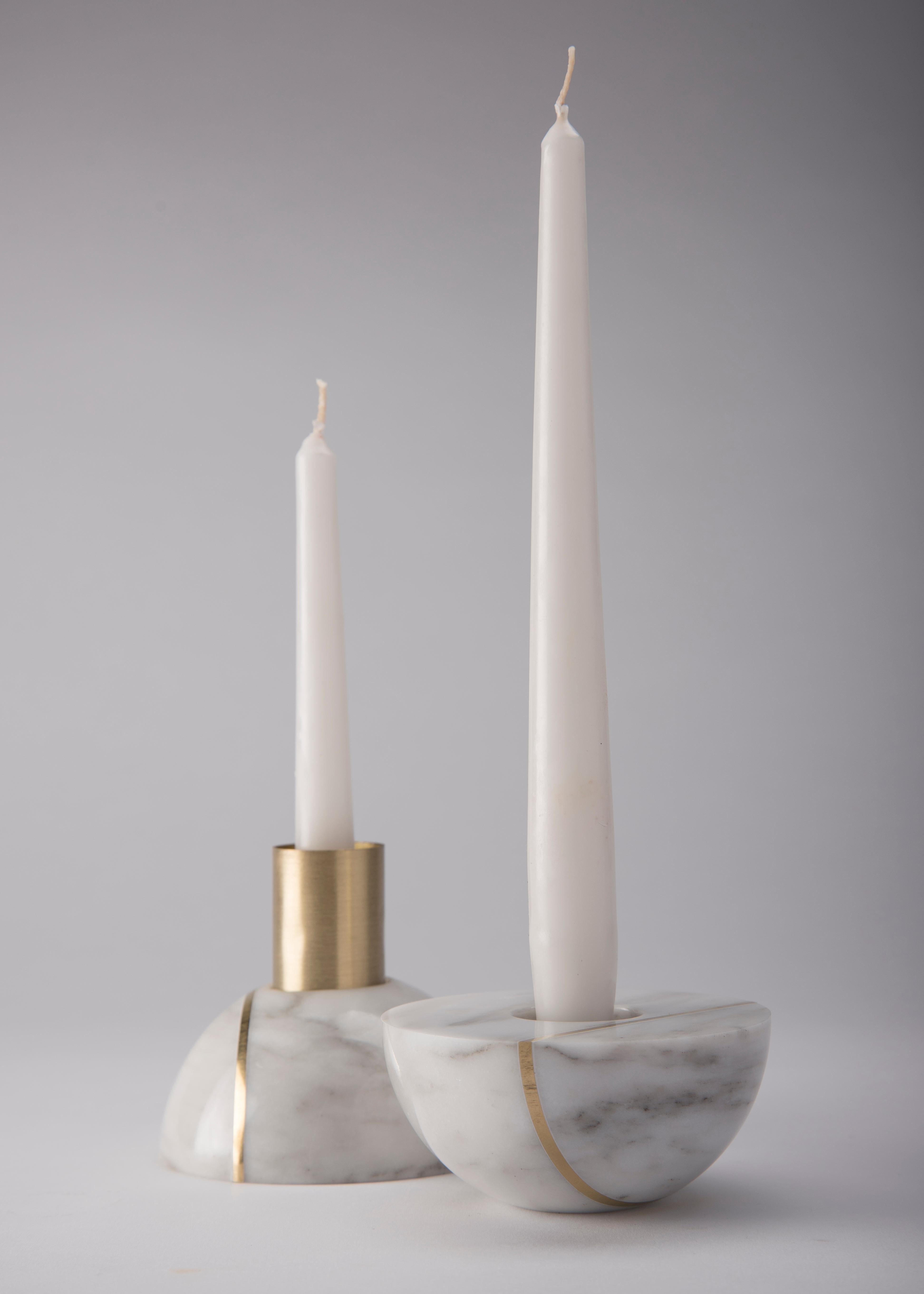 Hauri-Kerzenhalter, weißer Marmor (Lackiert) im Angebot