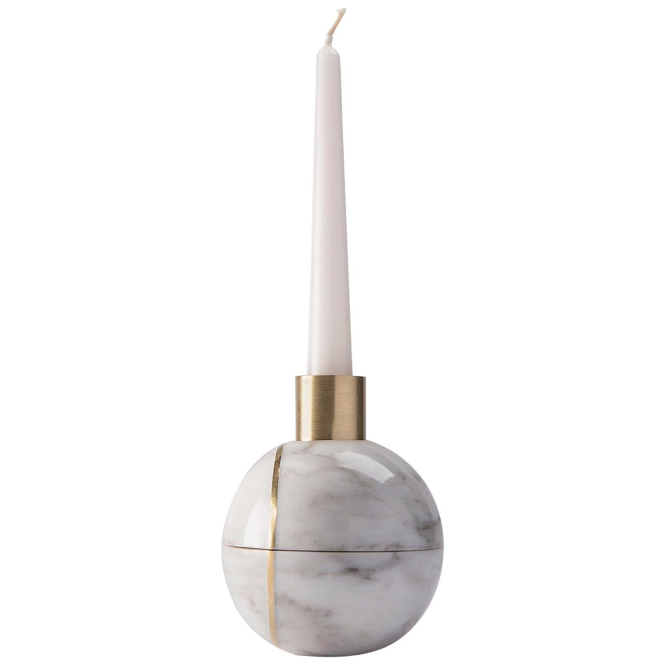Hauri Candleholder, White Marble For Sale