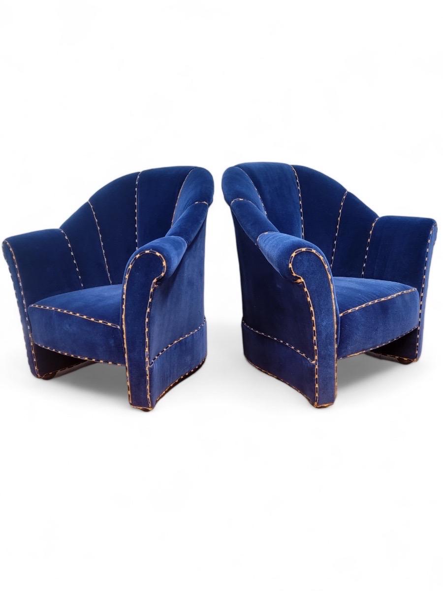 Art Deco Haus Koller Lounge Chairs Designed by Josef Hoffman Newly Upholstered - Pair