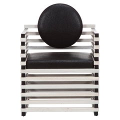 Hauser Armchair, High Contrast Black & White Wood and Leather by Kelly Wearstler