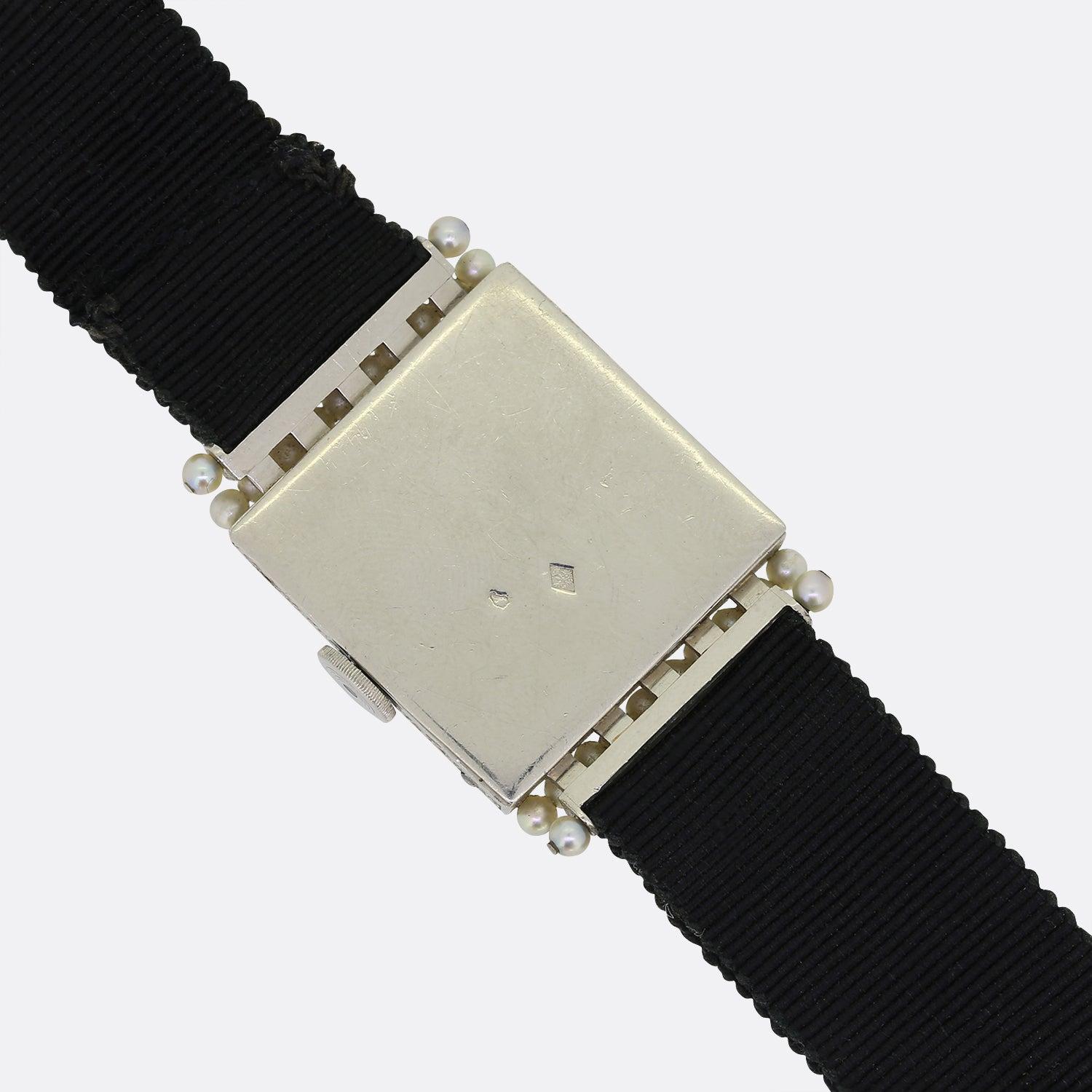 Rose Cut Hauser Zivy & Cie Pearl and Diamond Wristwatch
