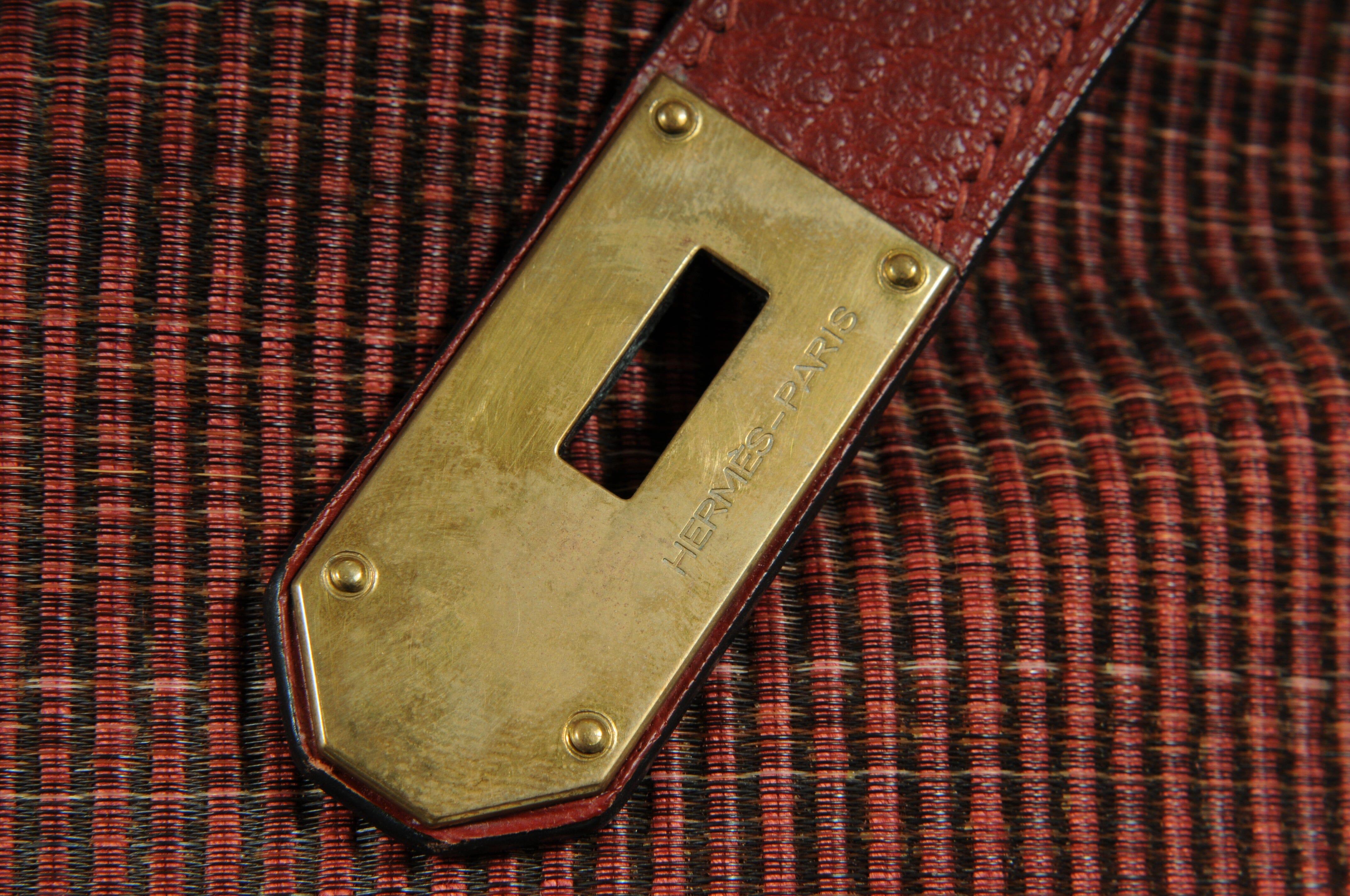 Haute A Courroies Hac 50 Red Rouge H Crinoline Buffalo  Duffle Travel Bag Vtg For Sale 8