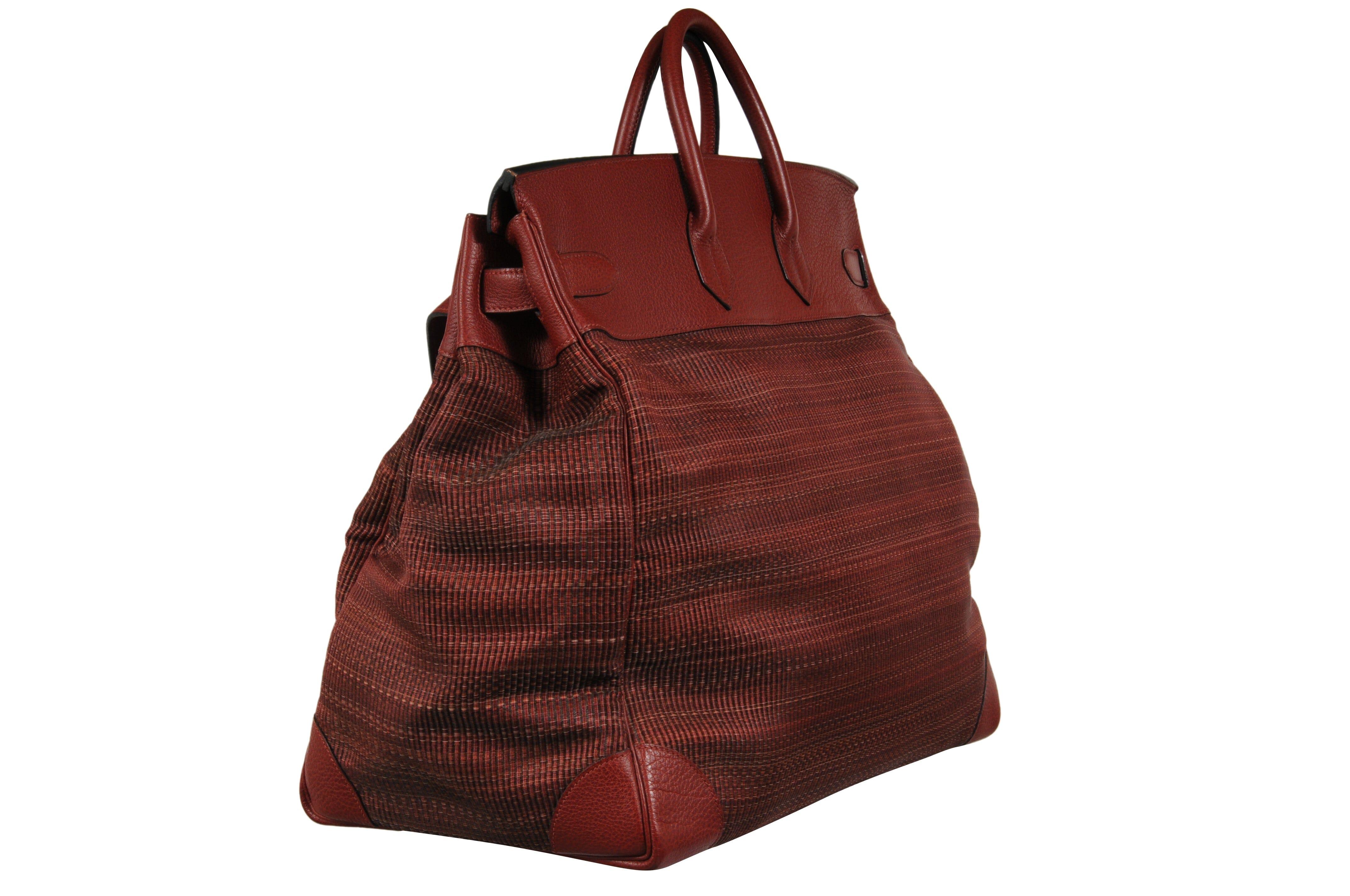 Haute A Courroies Hac 50 Red Rouge H Crinoline Buffalo  Duffle Travel Bag Vtg For Sale 9