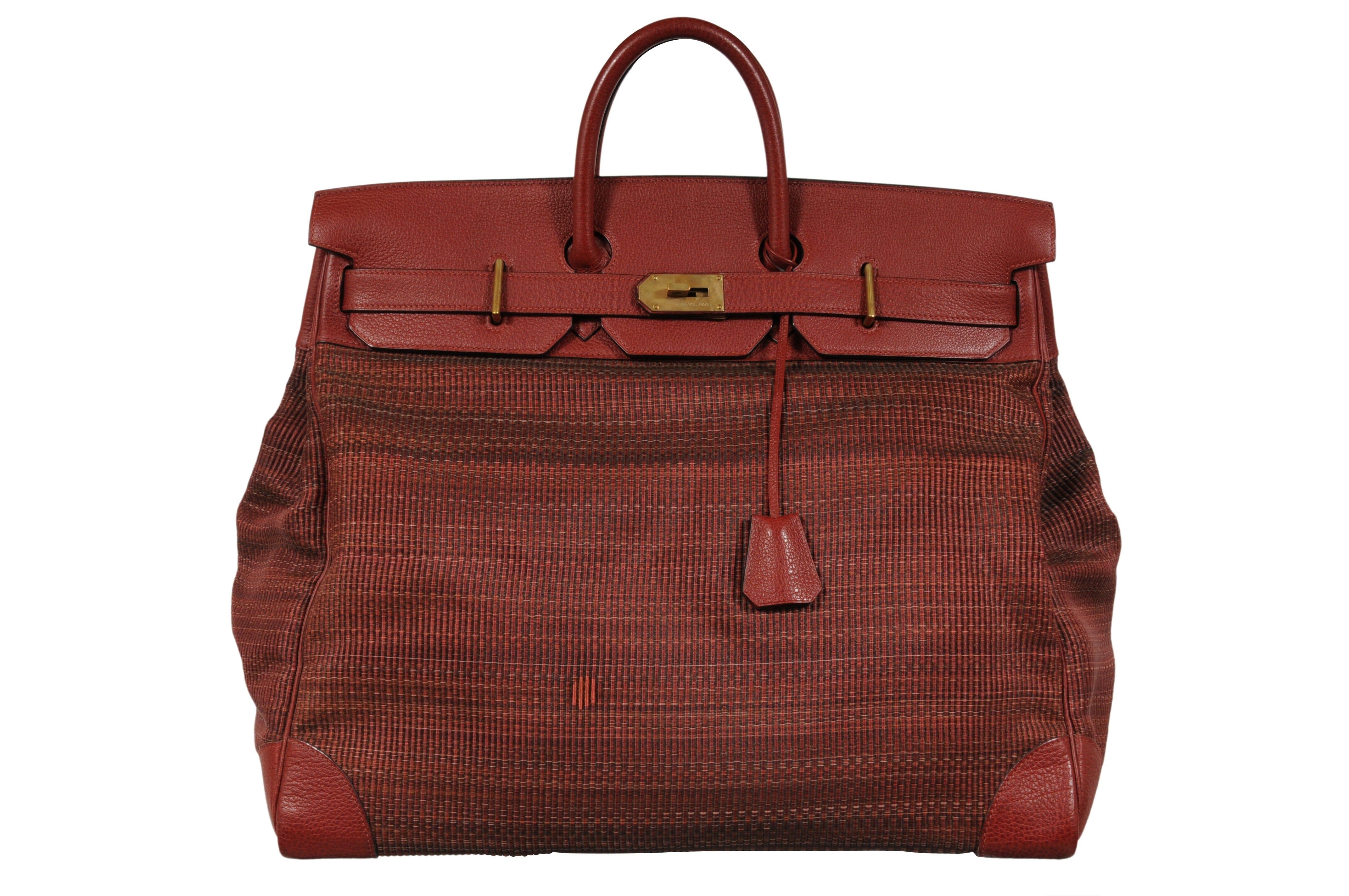 Haute A Courroies Hac 50 Red Rouge H Crinoline Buffalo  Duffle Travel Bag Vtg For Sale 11