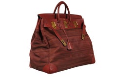 Haute A Courroies Hac 50 Red Rouge H Crinoline Buffalo  Duffle Travel Bag Vtg