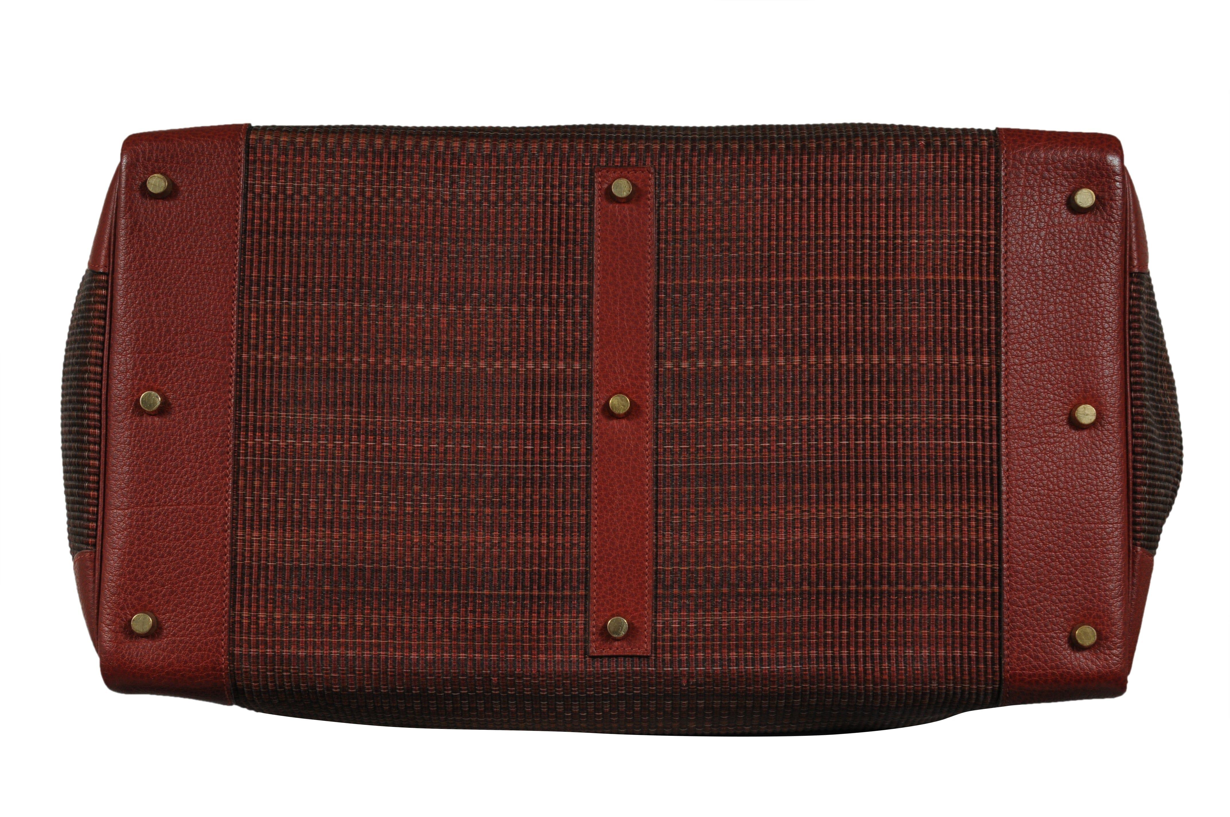 Haute A Courroies Hac 50 Red Rouge H Crinoline Buffalo  Duffle Travel Bag Vtg For Sale 1