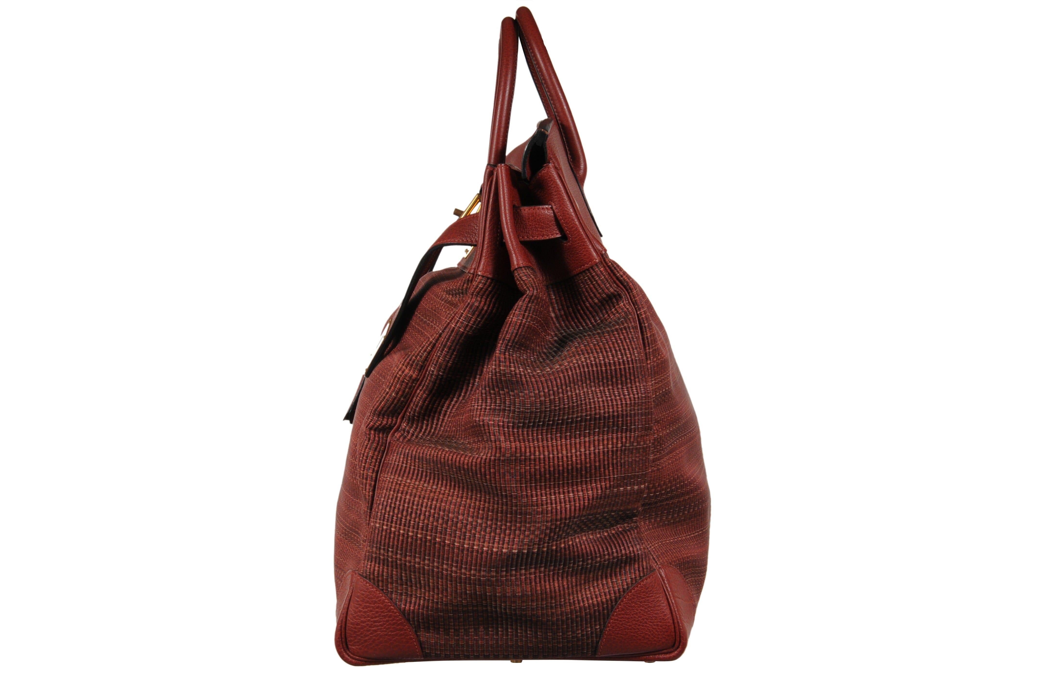 Haute A Courroies Hac 50 Red Rouge H Crinoline Buffalo  Duffle Travel Bag Vtg For Sale 2