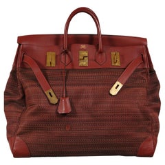 Haute A Courroies Hac 50 Red Rouge H Crinoline Buffalo  Duffle Travel Bag Vtg