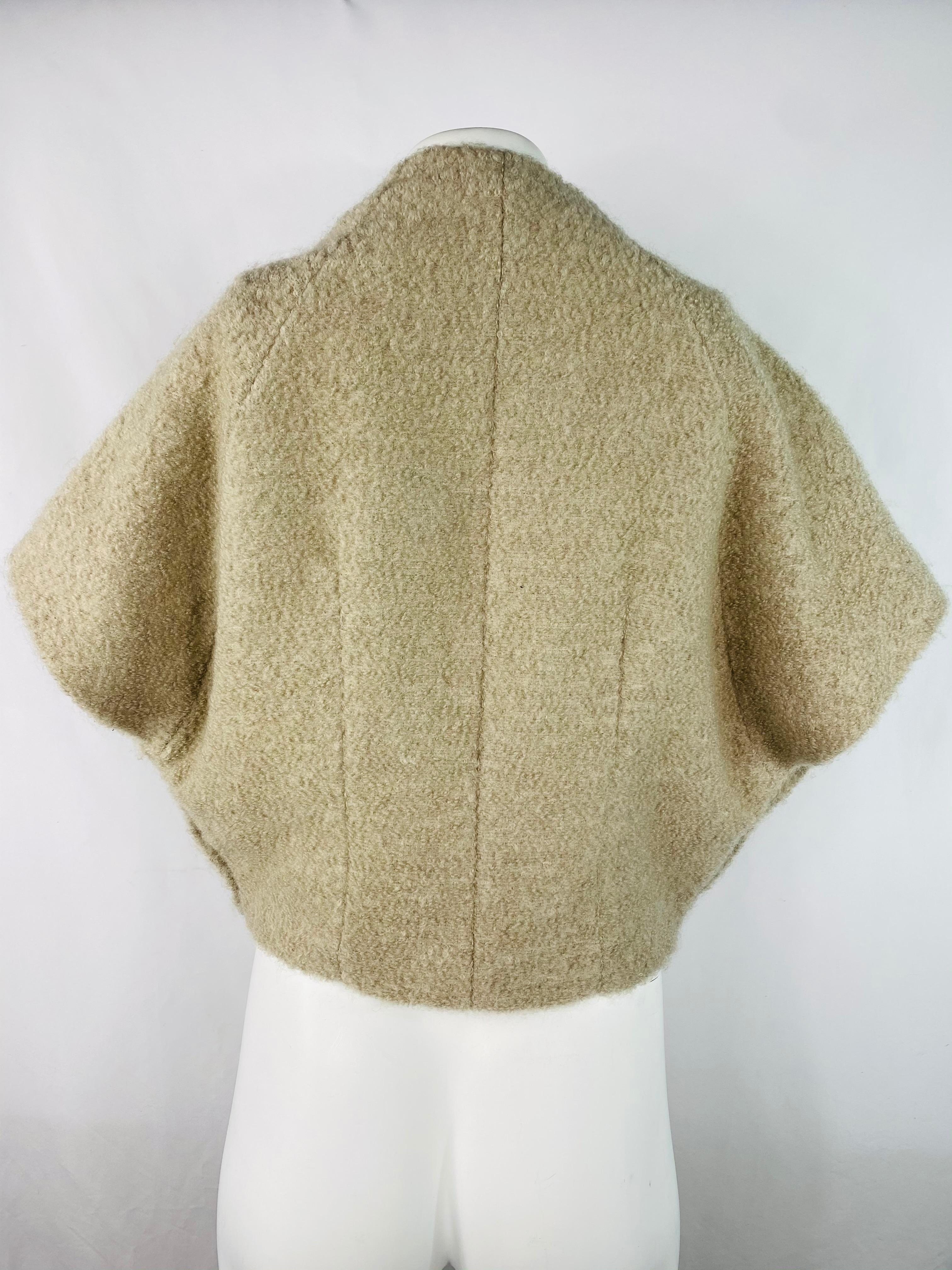 Women's Haute Beige Short Sleeves Sweater Top Poncho For Sale