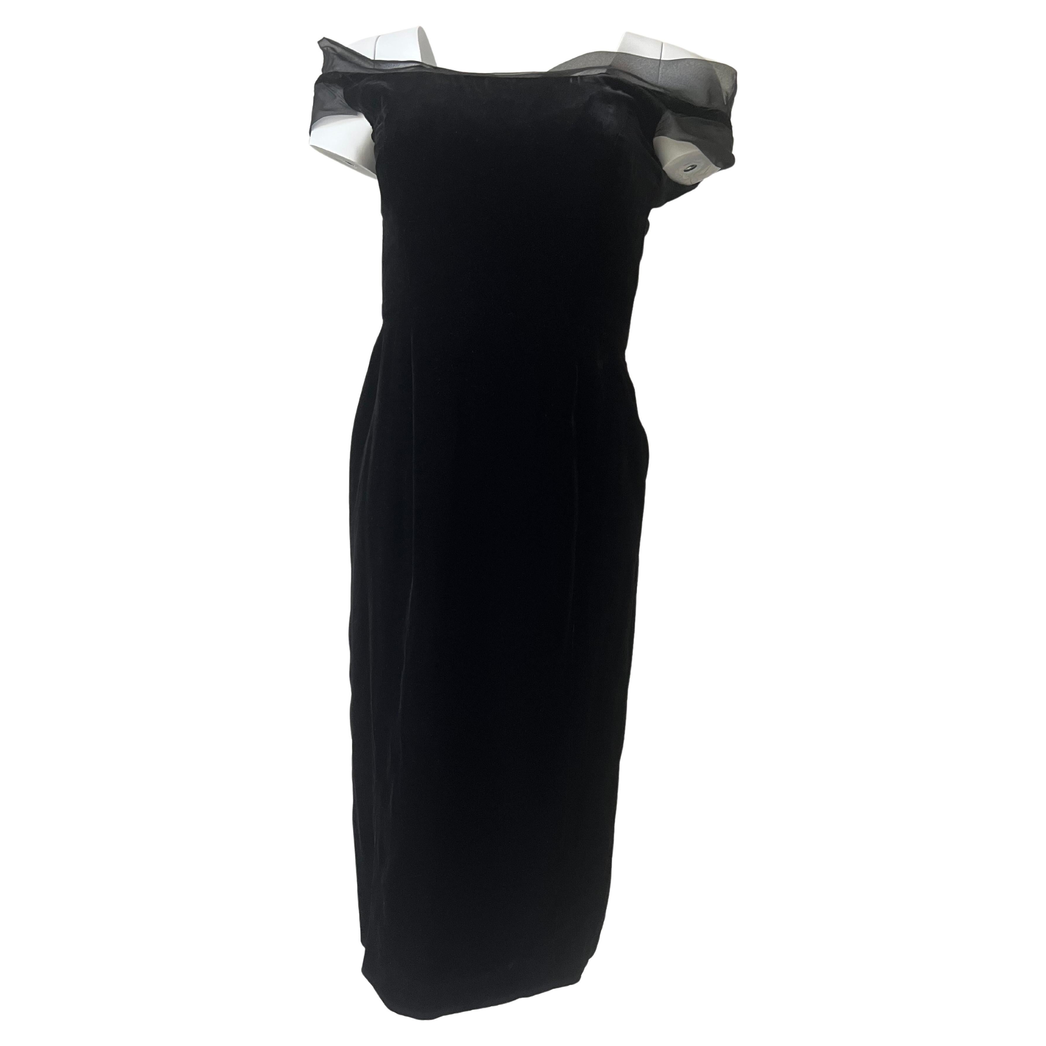 Haute Couture Black Velvet Pierre Balmain Evening Dress For Sale 6