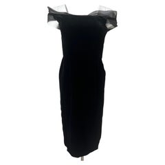 Haute Couture Black Velvet Pierre Balmain Evening Dress