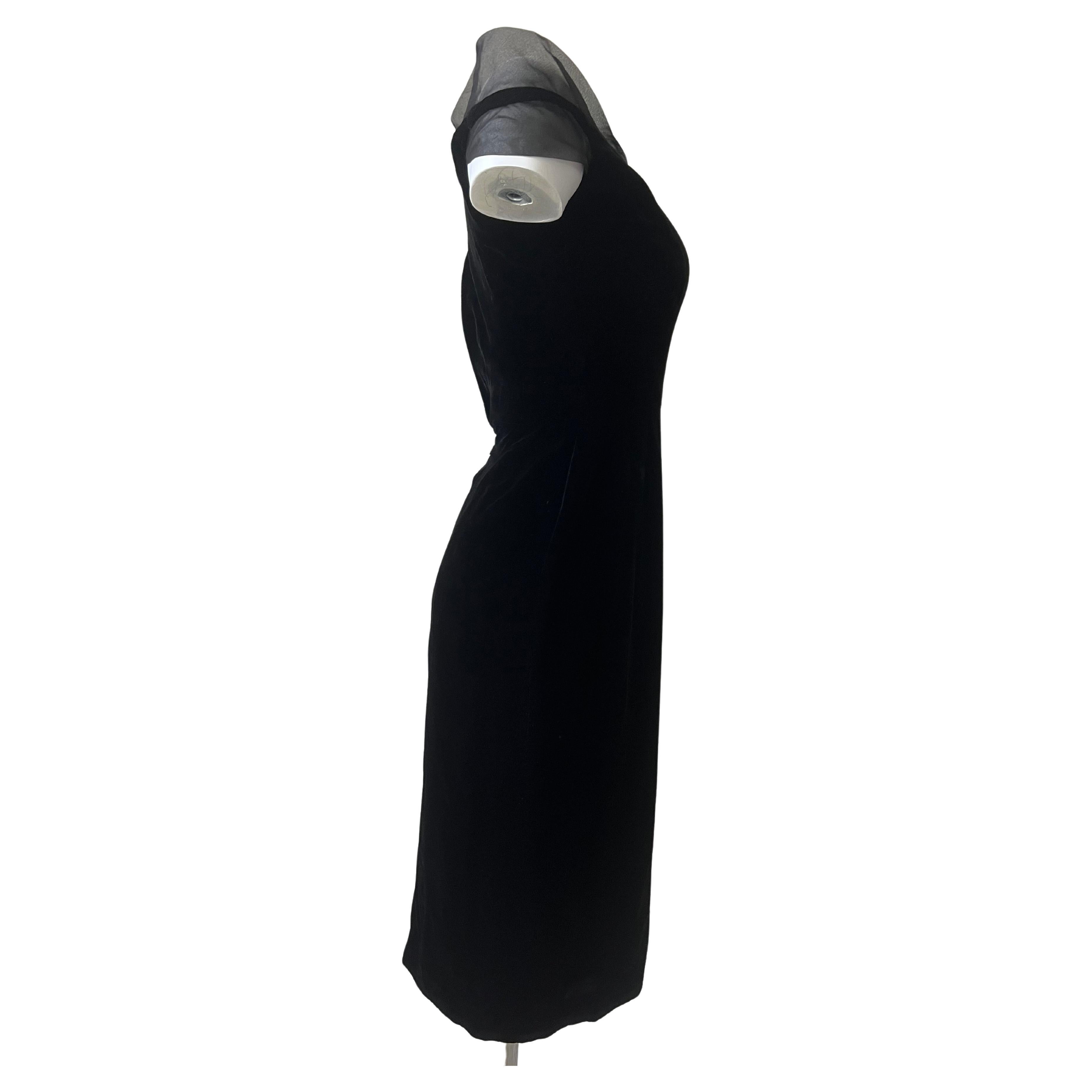 Women's Haute Couture Black Velvet Pierre Balmain Evening Dress For Sale