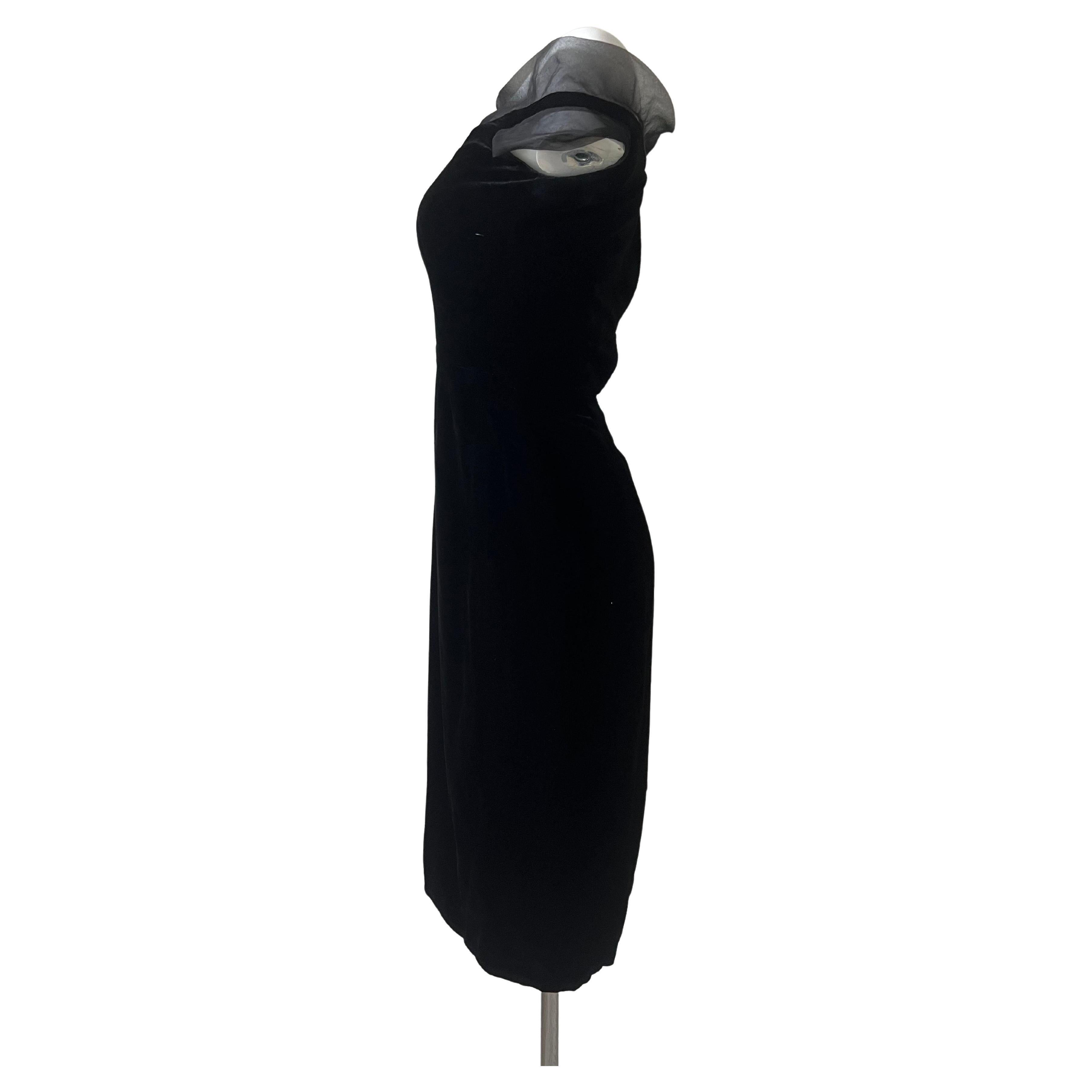 Haute Couture Black Velvet Pierre Balmain Evening Dress For Sale 1