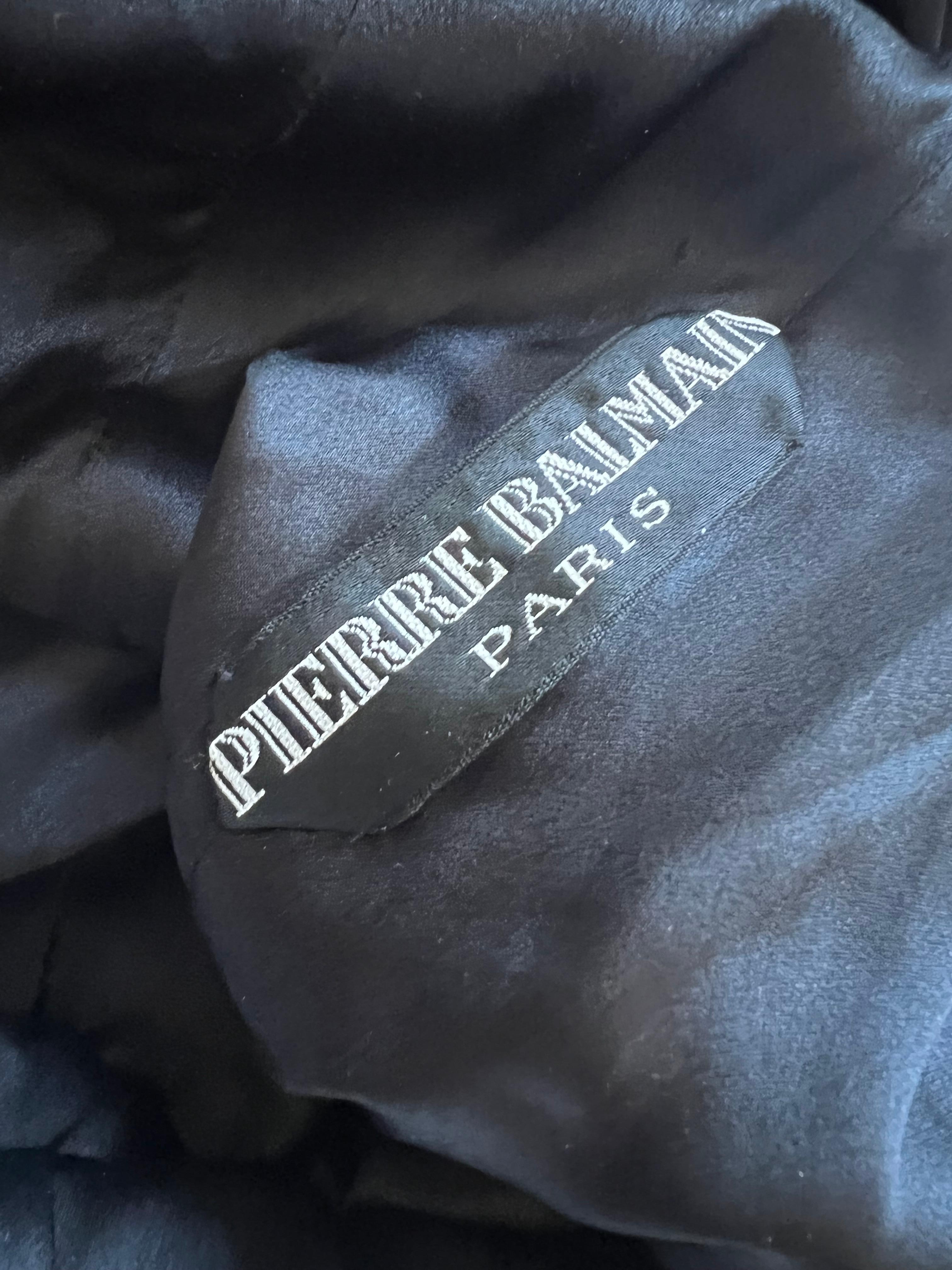 Haute Couture Black Velvet Pierre Balmain Evening Dress For Sale 3