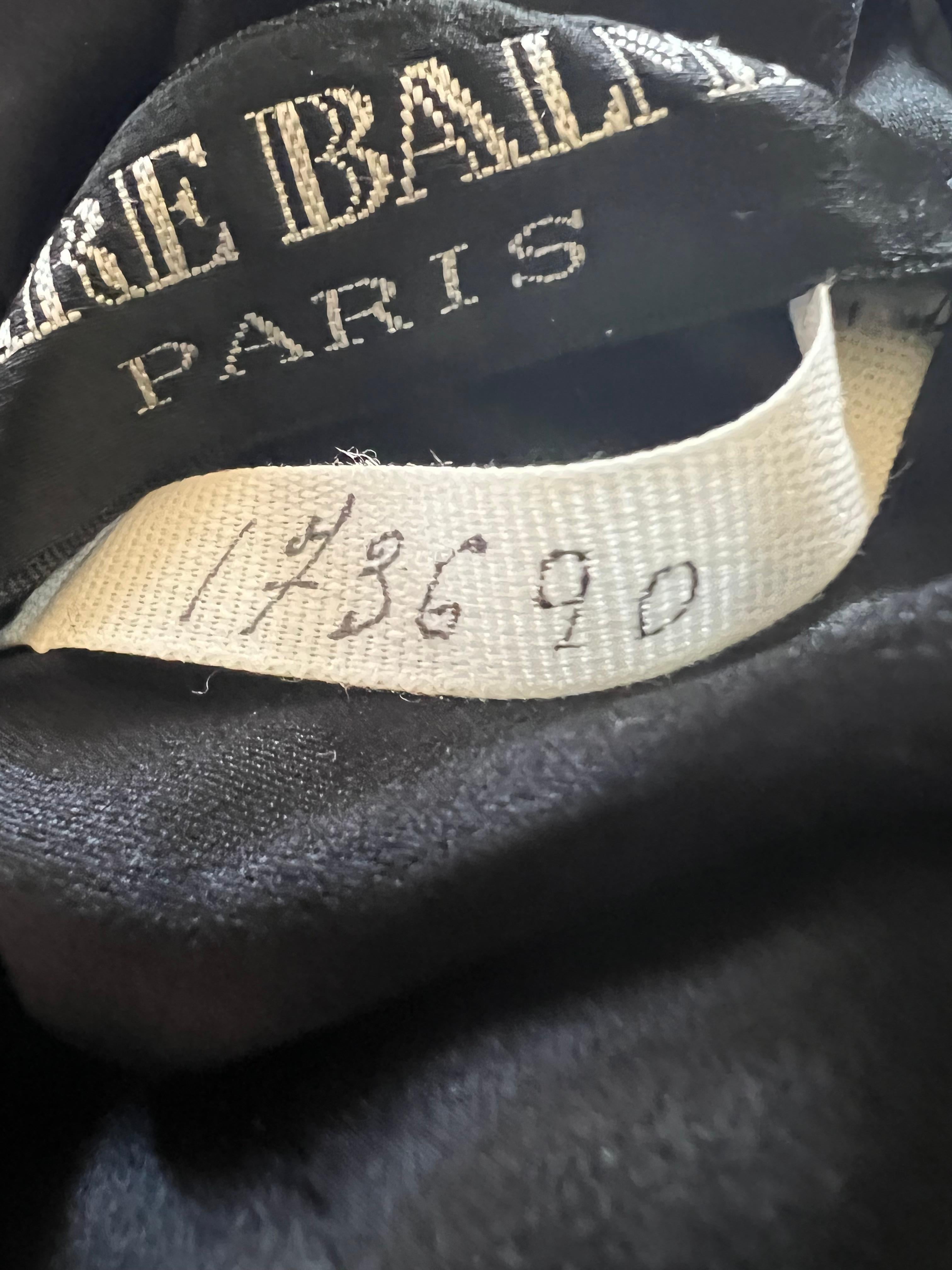 Haute Couture Black Velvet Pierre Balmain Evening Dress For Sale 4