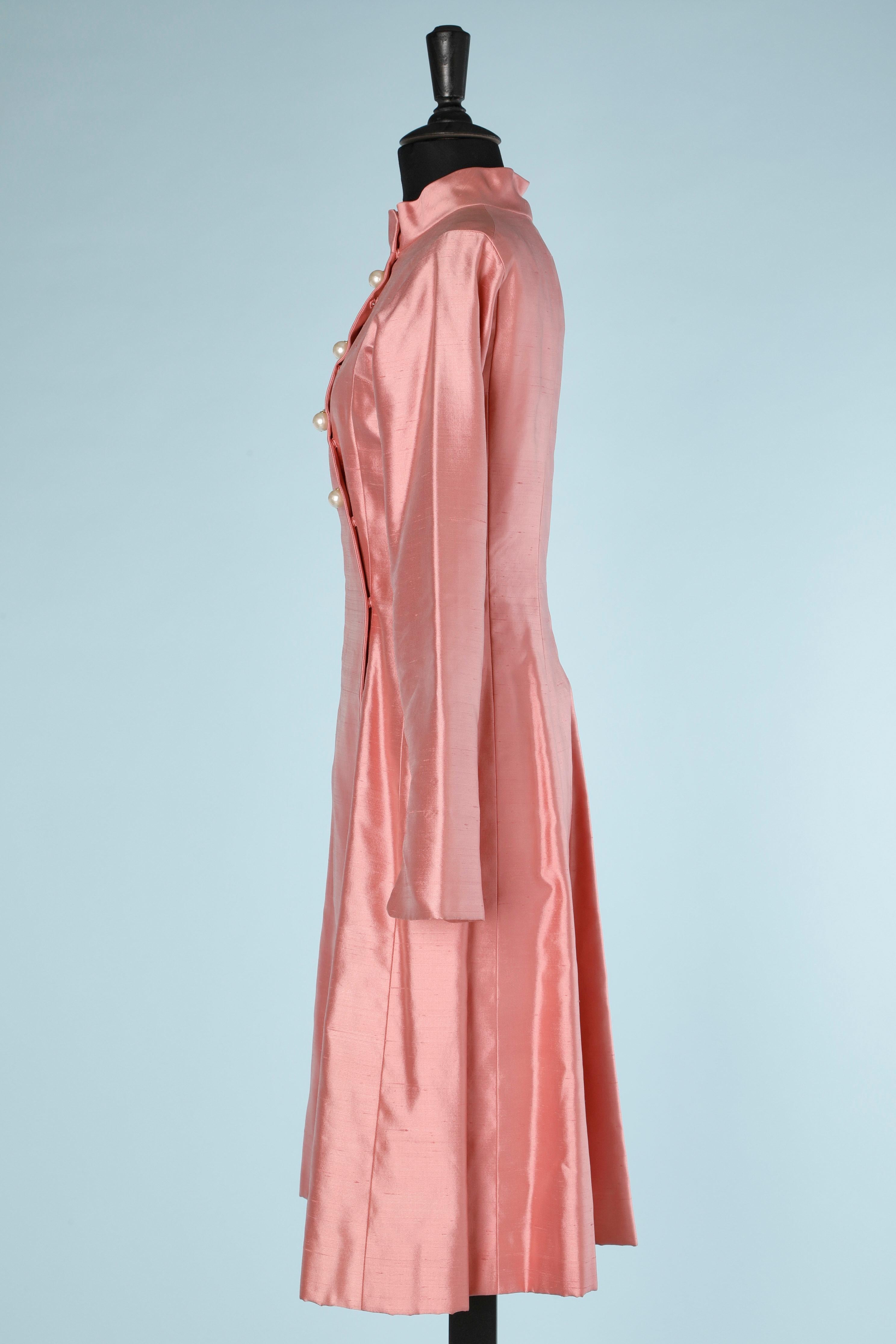 Pink Haute-Couture Chanel coat-dress pink wild silk  For Sale