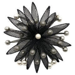 Haute Couture Designer Janete Zamboni Pearl Mesh Brooch