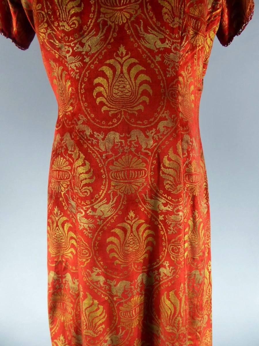 Red Haute Couture evening dress -attributed to- Maria Monacci Gallenga Circa 1930