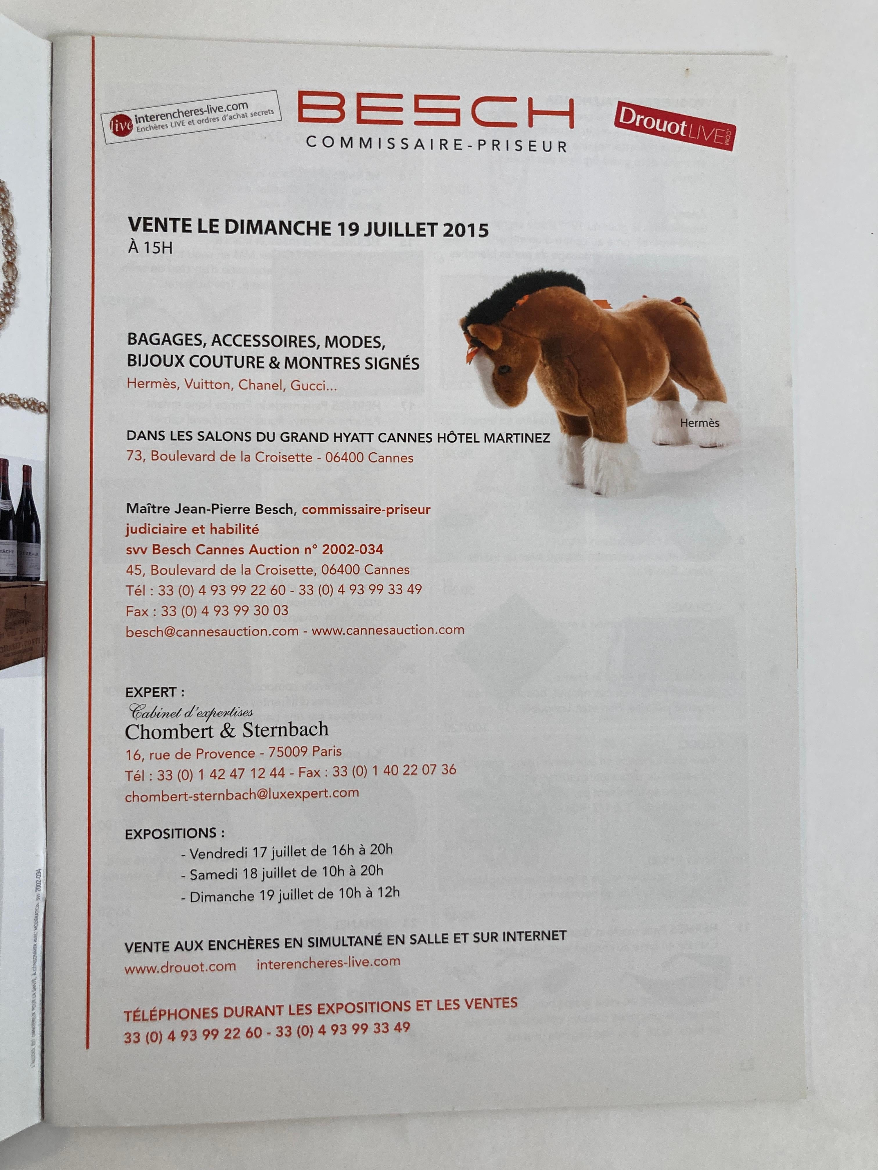 Catalogue des ventes aux enchères de haute couture et de luxe en cuir de Besch Cannes, France 2015 en vente 1