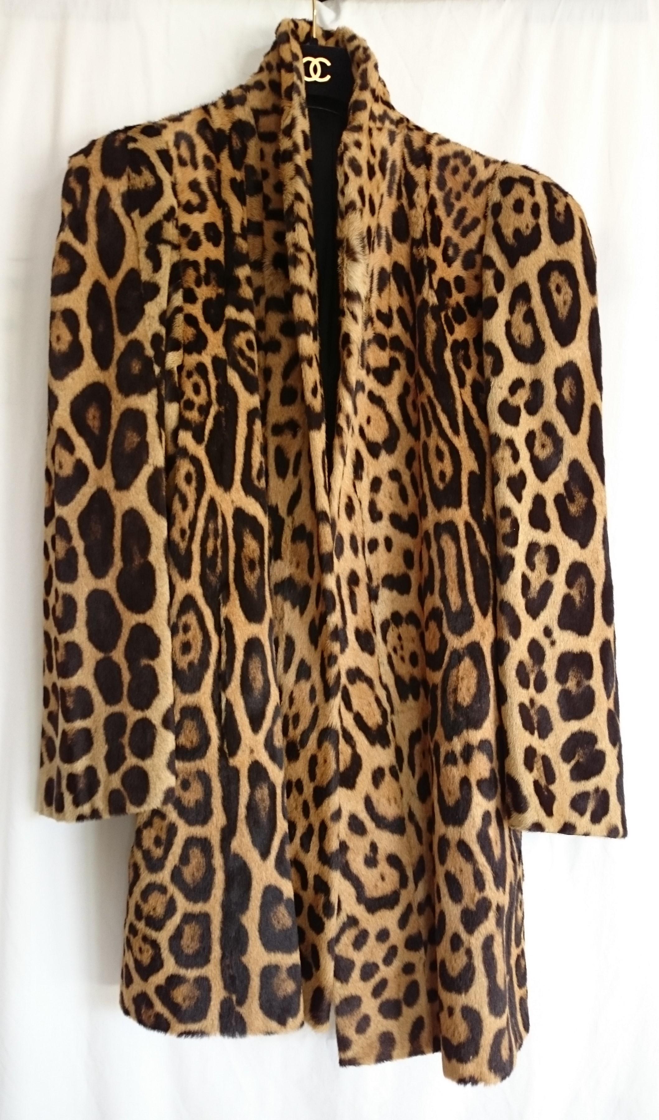 Black Haute Couture MANFRIANI Florence Rare Wild Jaguar Fur (Pre-Ban) Coat. Unworn  For Sale