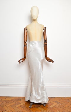 Haute Couture Vivienne Westwood Shantung Silver Pearlescent Floor Length Skirt